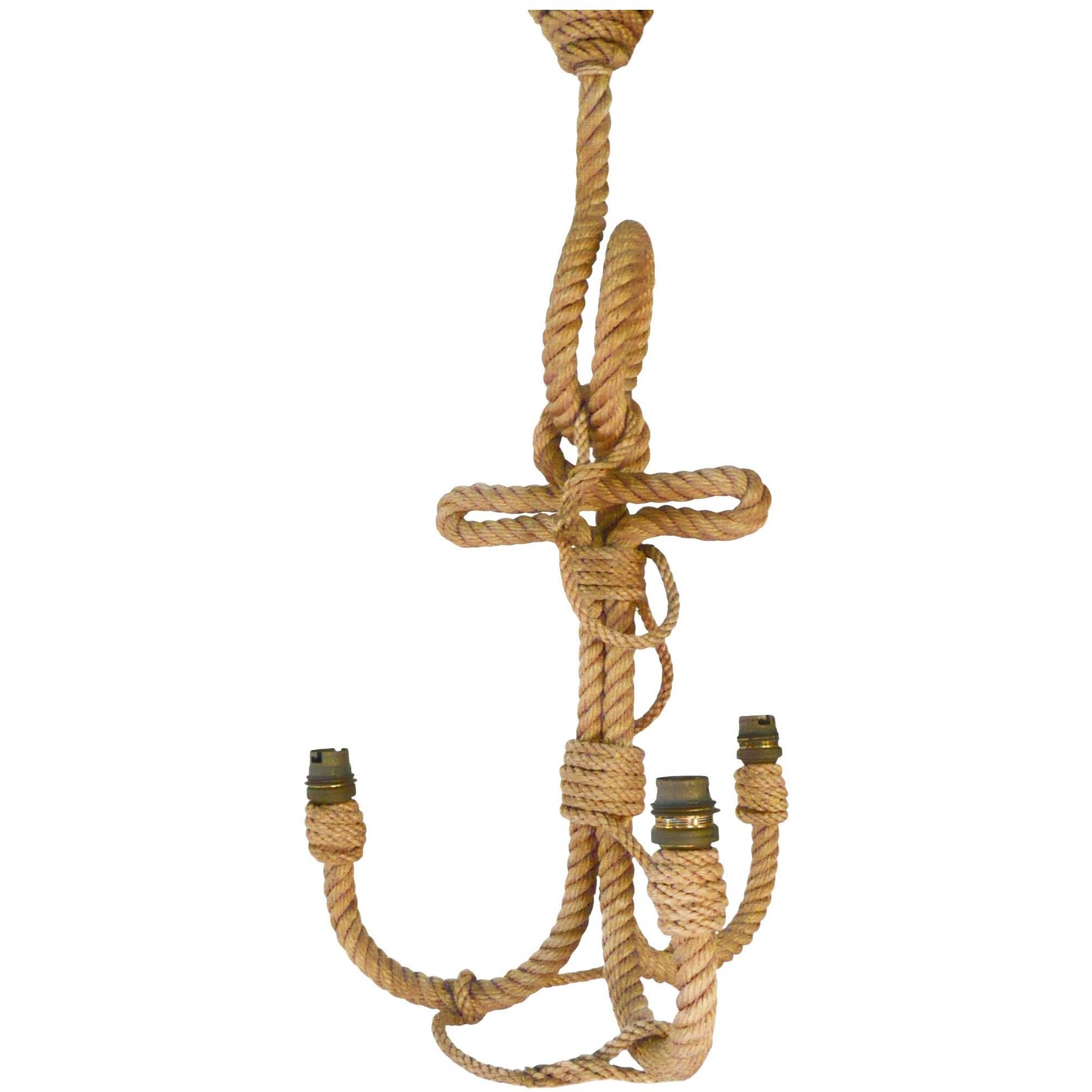 Petite Marine Theme Anchor Shaped Chandelier by Audoux Minet, France, 1960s For Sale