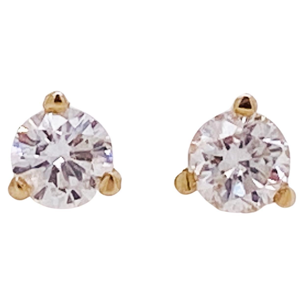 Petite Martini Diamond Stud Earrings .20 Carats in 14k Yellow/White/Rose Gold LV For Sale