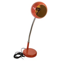 Petite Metal Desk Lamp Retro Orange Eyeball Light 1970s