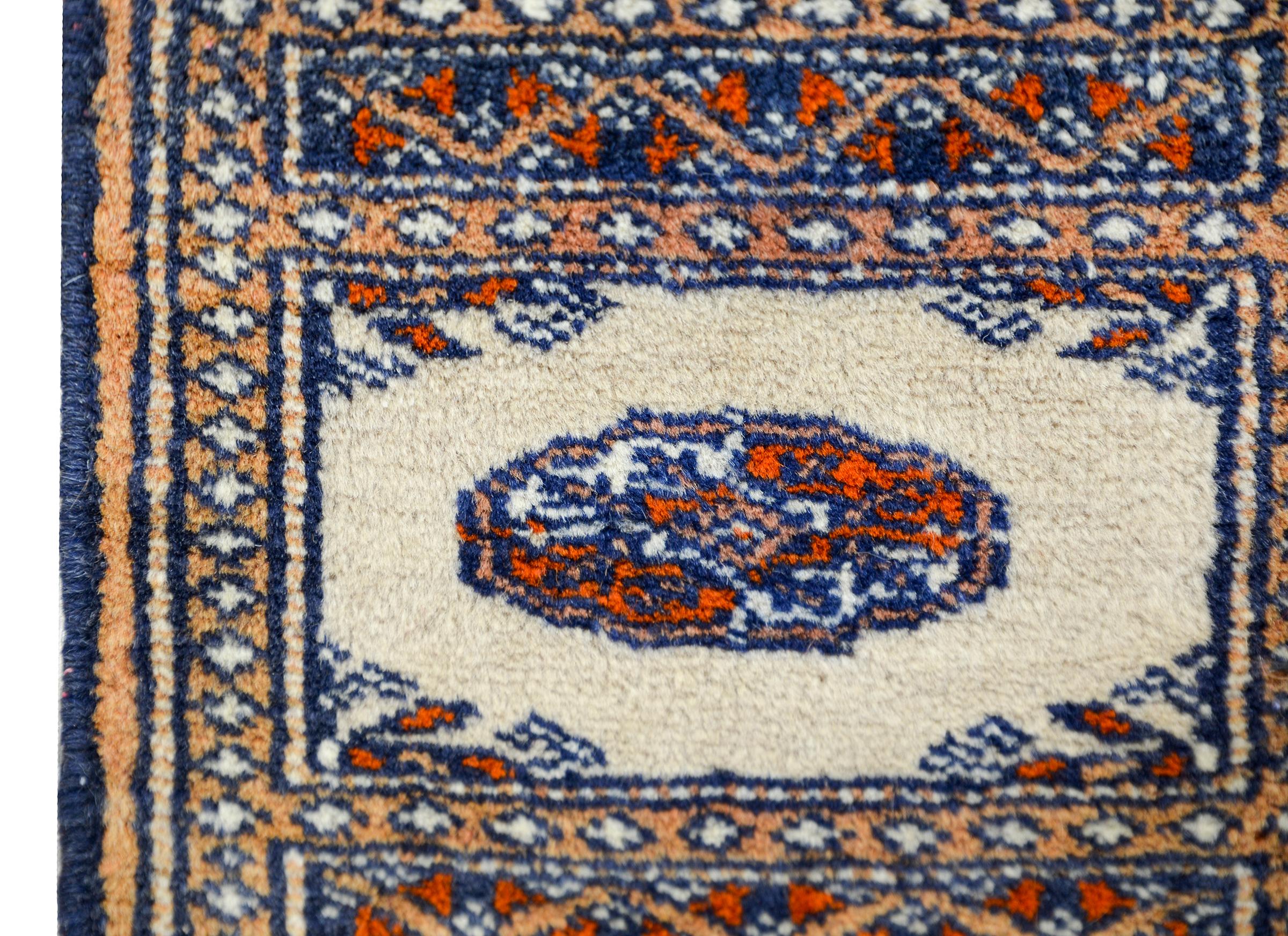 Tribal Petite Mid-20th Century Bakhara Rug For Sale