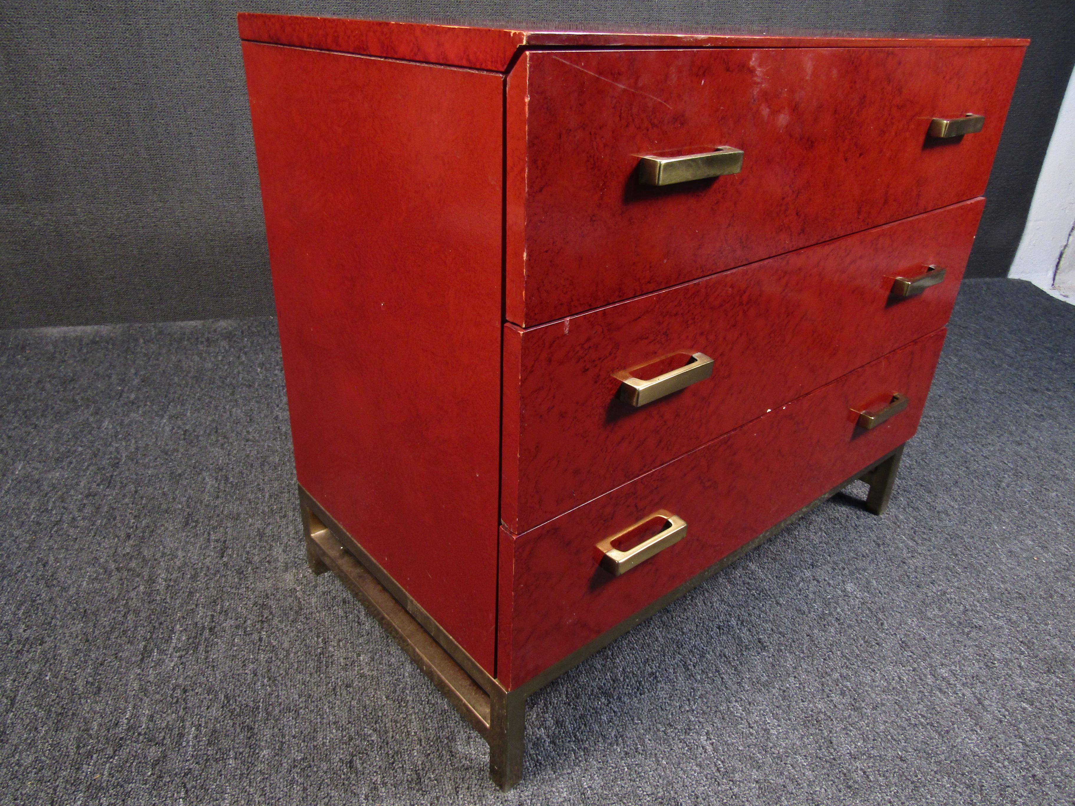 Brass Petite Midcentury Chest of Drawers by Lane Furniture