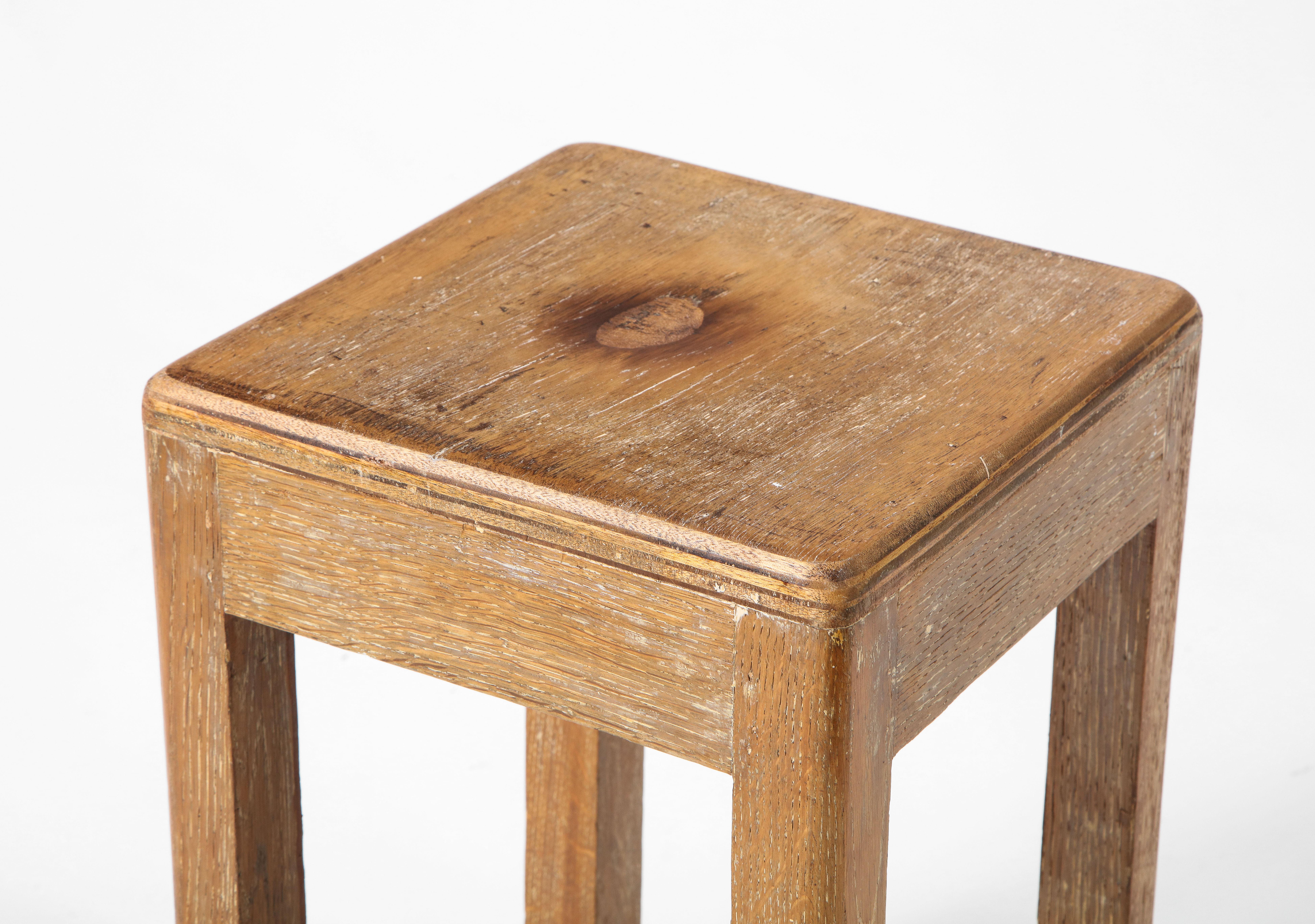20th Century Petite Midcentury French Oak Stool or Small Side Table