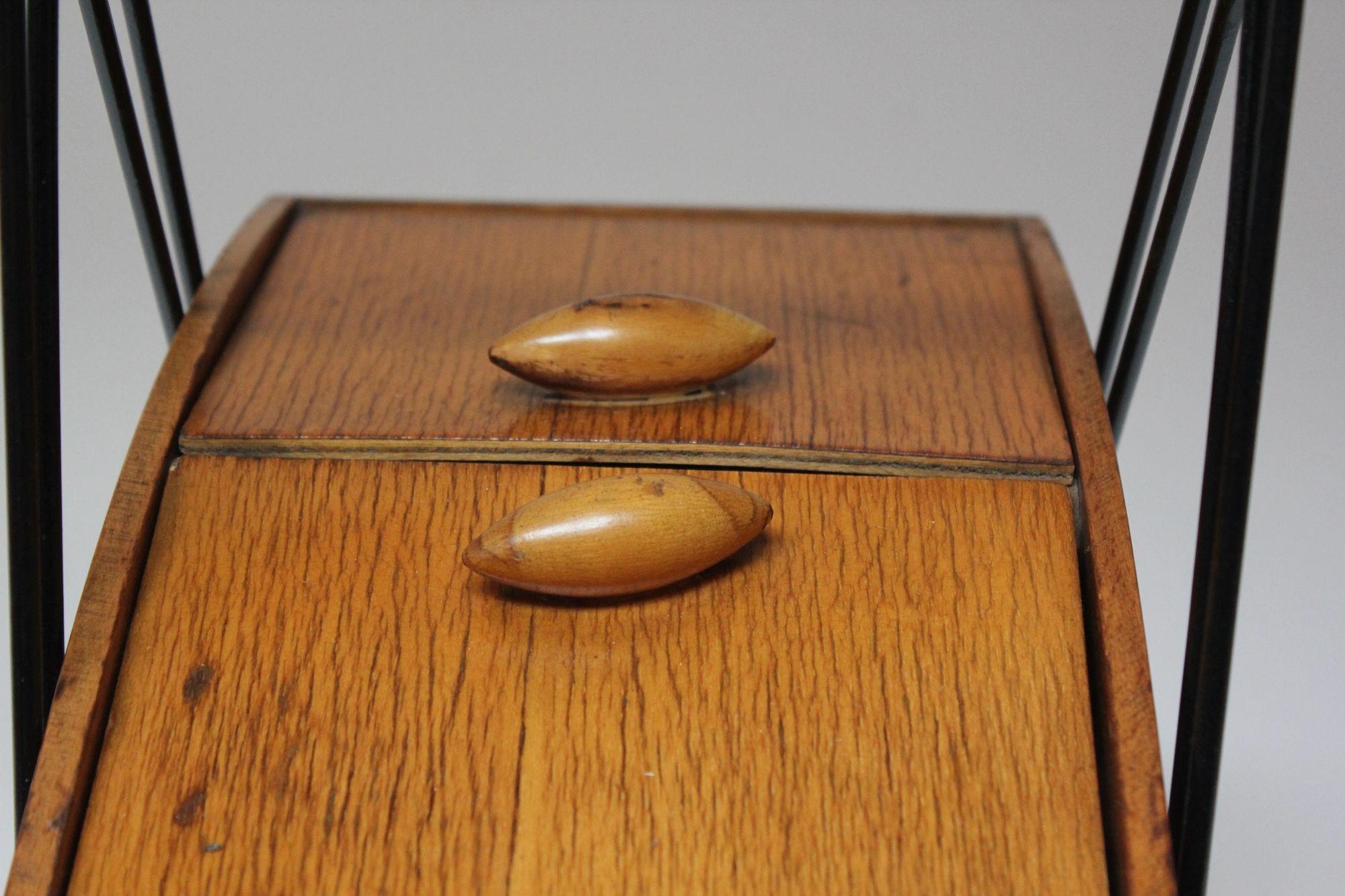 Petite Mid-Century Italian Maple and Metal Sewing Box For Sale 4