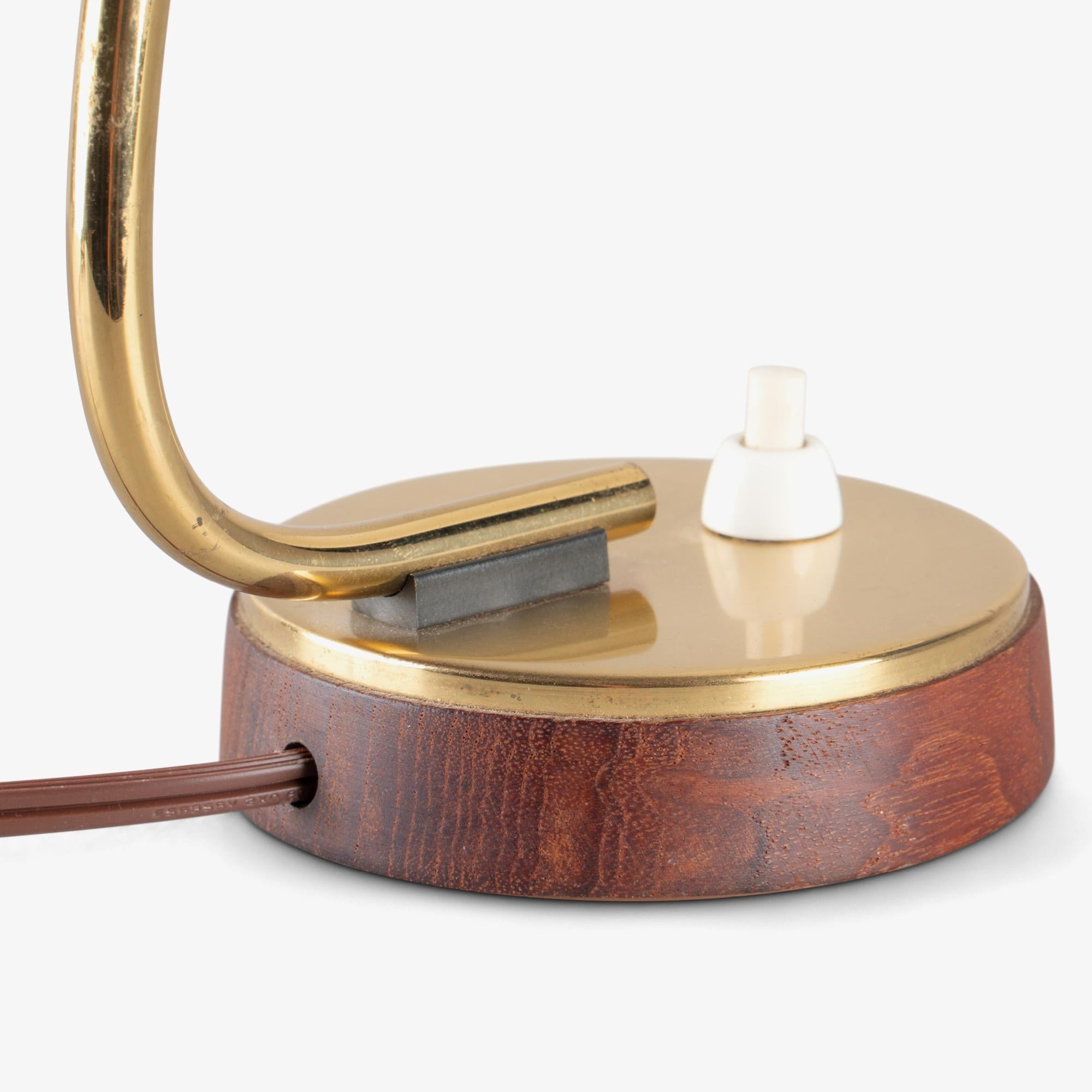Petite Mid-Century Italian Task Lights in Glass, Brass, & Walnut, Pair 6
