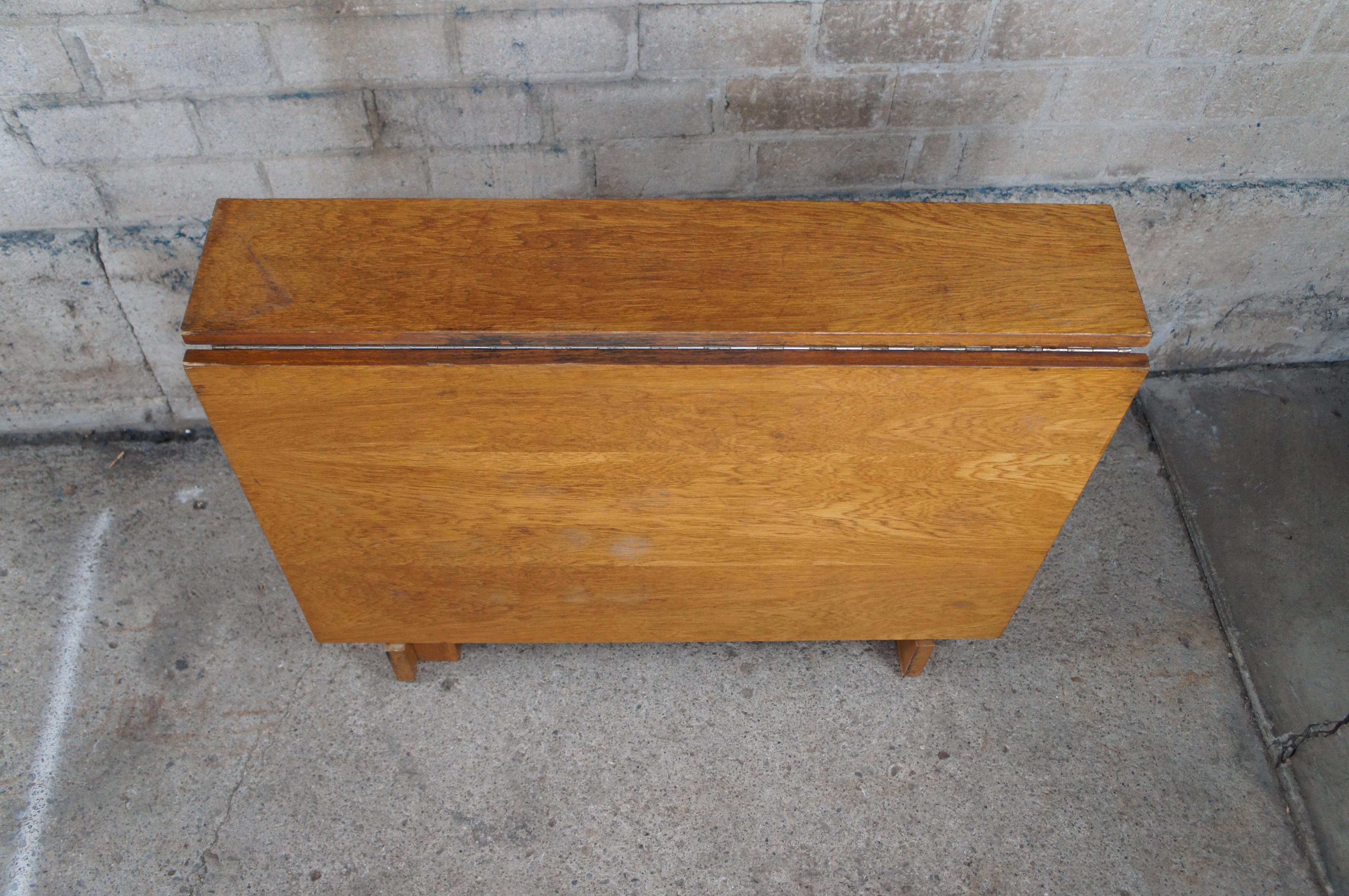 Petite Mid Century Mission Craftsman Style Oak Dropleaf Gateleg Console Table 6
