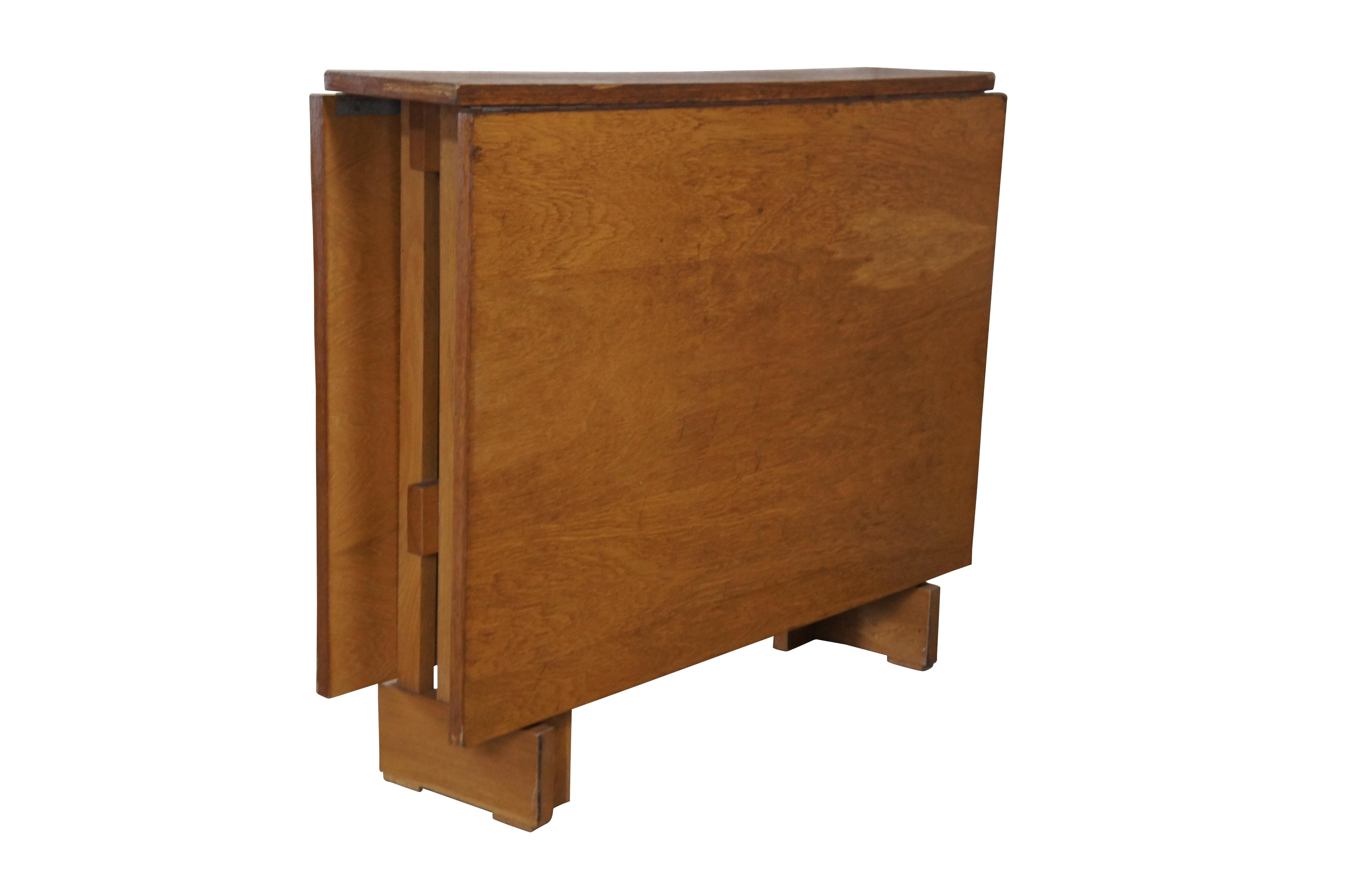 American Craftsman Petite Mid Century Mission Craftsman Style Oak Dropleaf Gateleg Console Table
