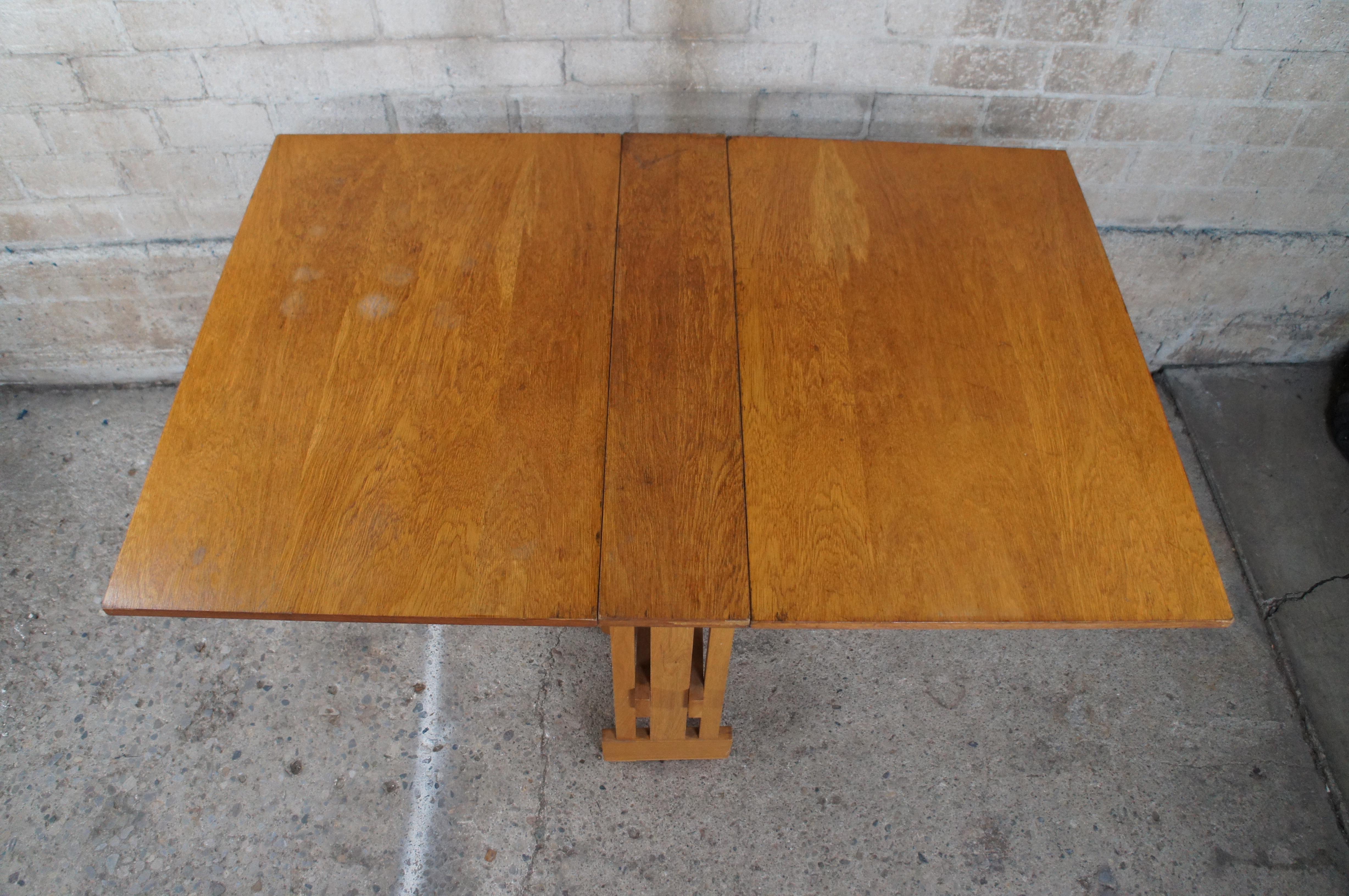 20th Century Petite Mid Century Mission Craftsman Style Oak Dropleaf Gateleg Console Table