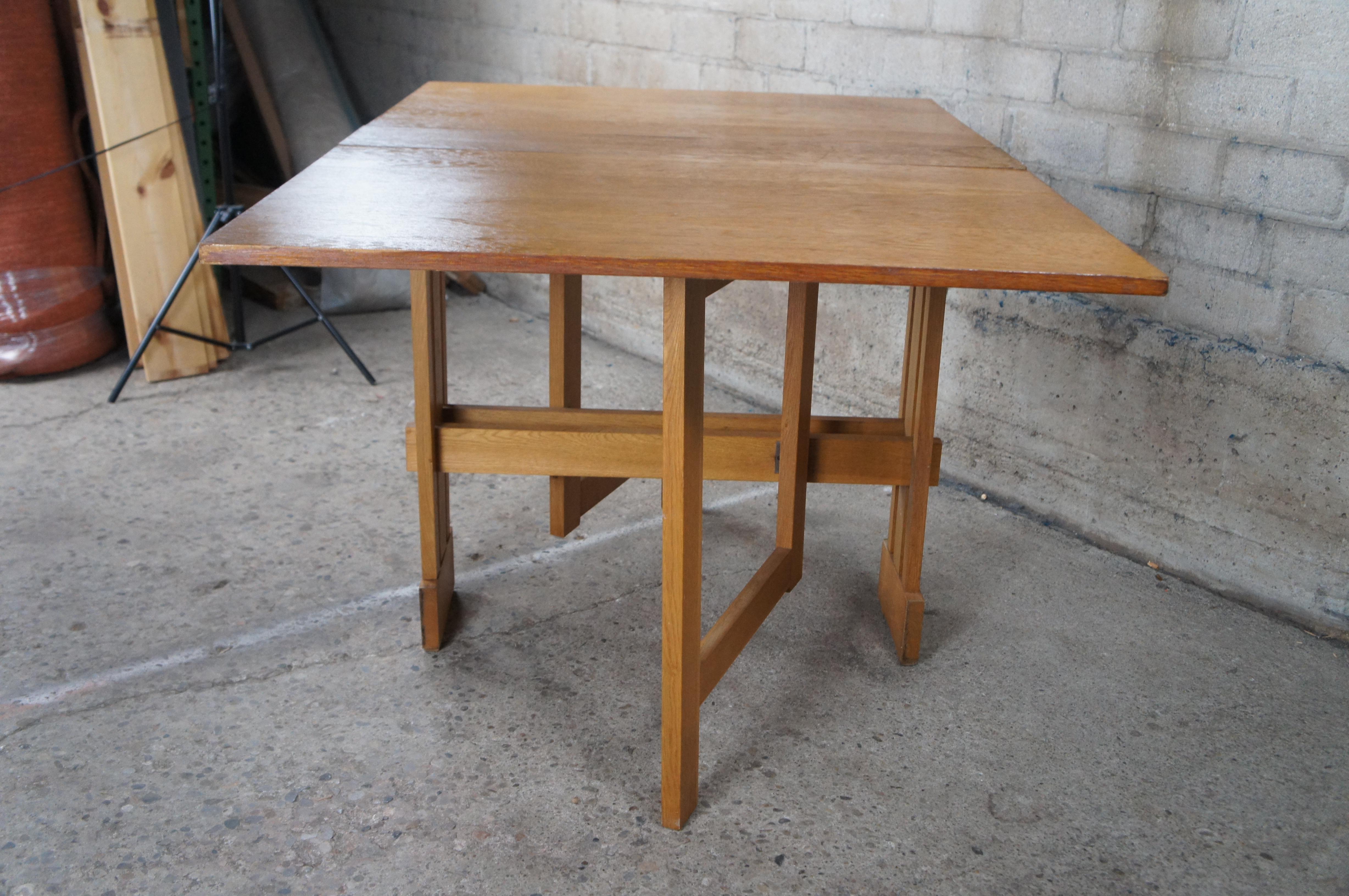 Petite Mid Century Mission Craftsman Style Oak Dropleaf Gateleg Console Table 2