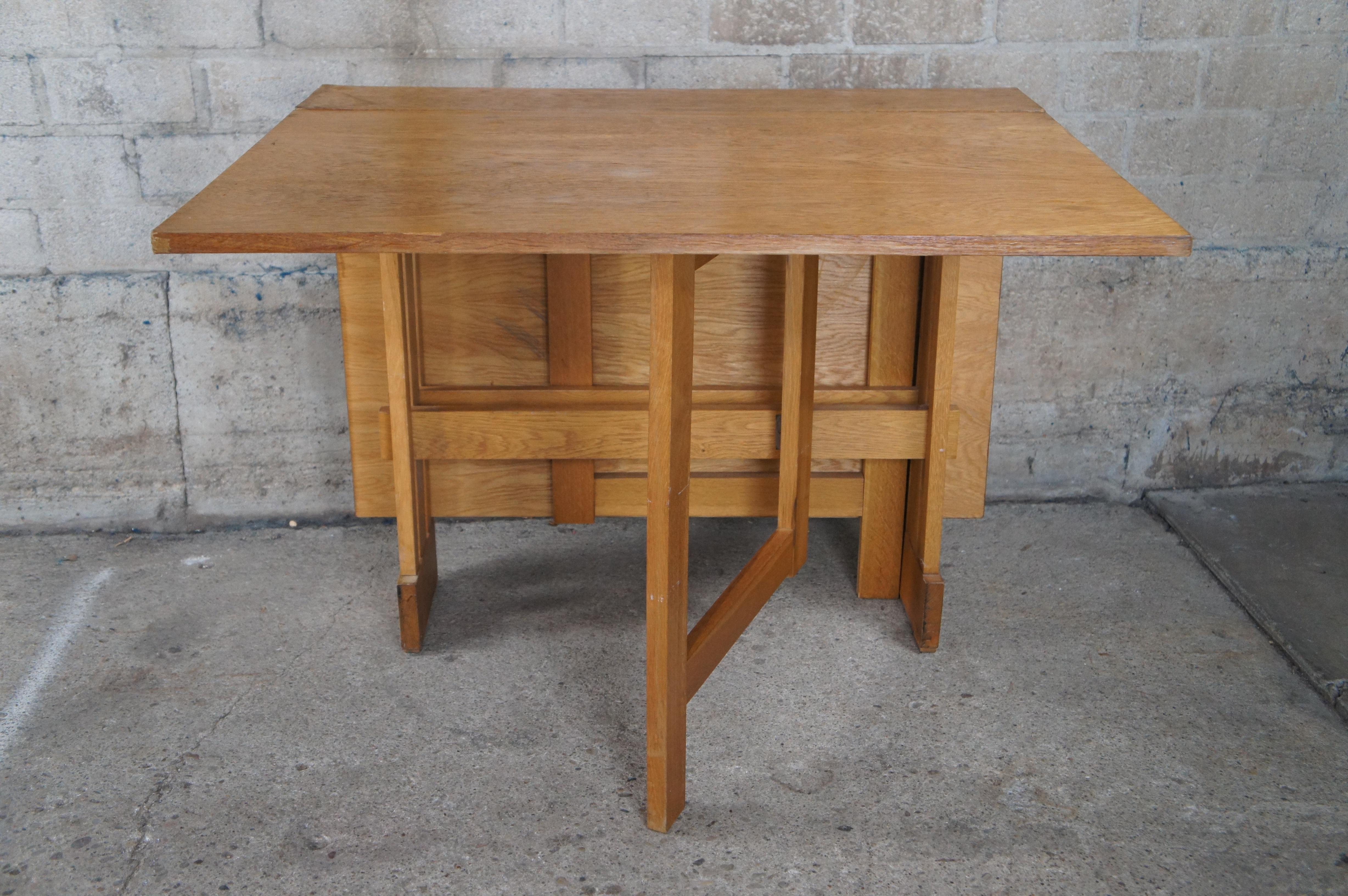 Petite Mid Century Mission Craftsman Style Oak Dropleaf Gateleg Console Table 4