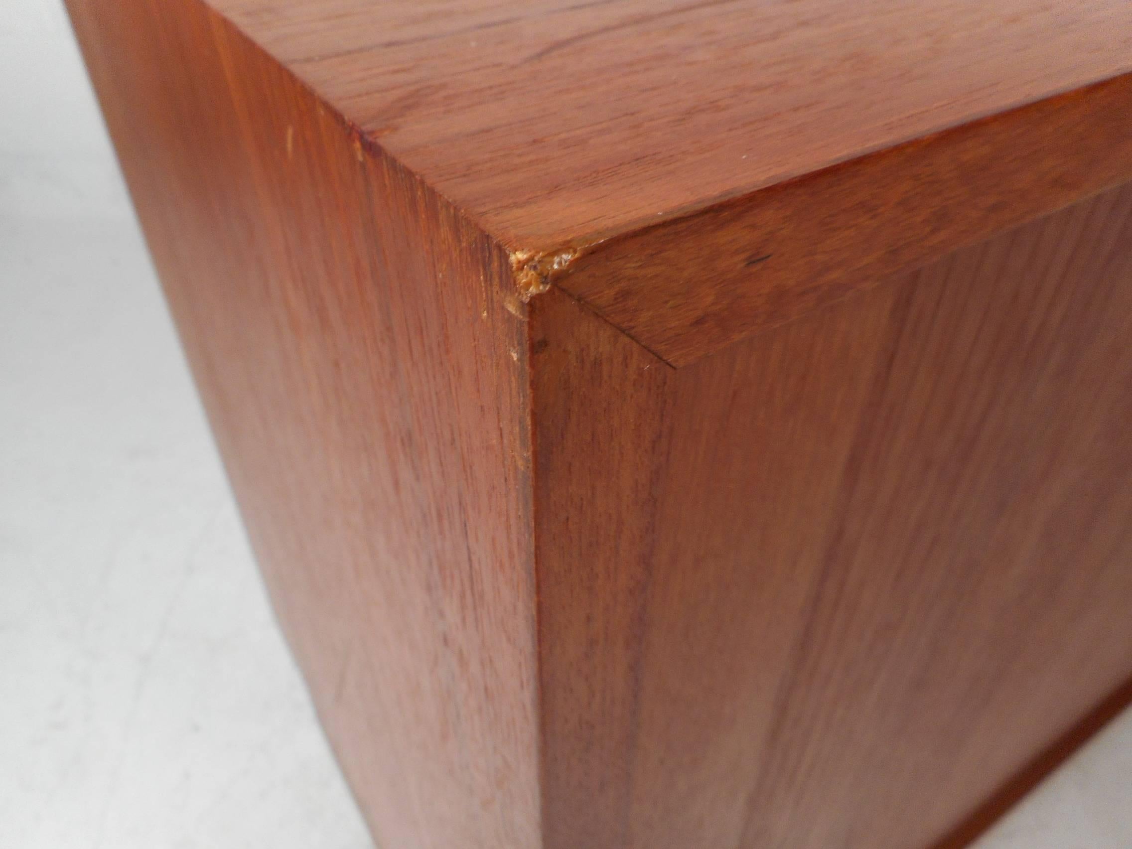 Late 20th Century Petite Mid-Century Modern Danish Teak Credenza For Sale