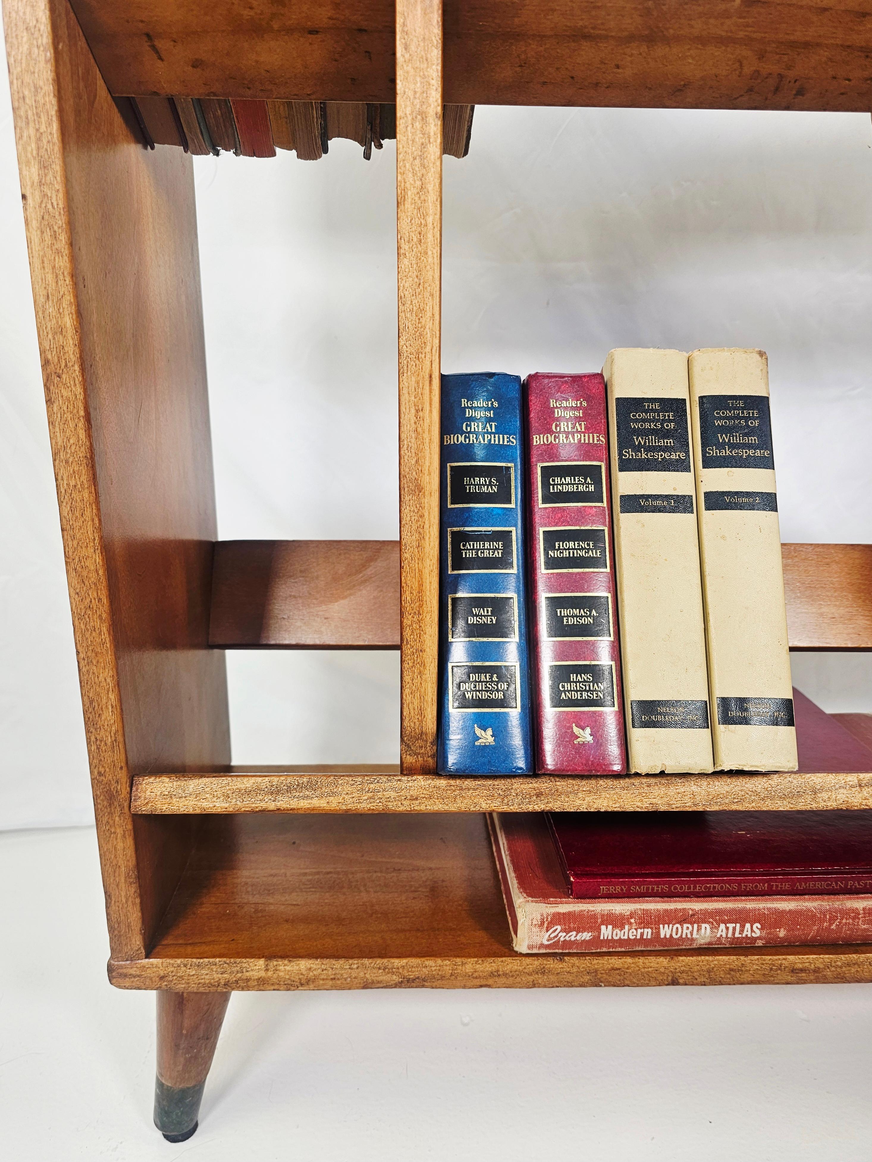 Petite Mid Century Modern Solid Wood Bookshelf For Sale 3