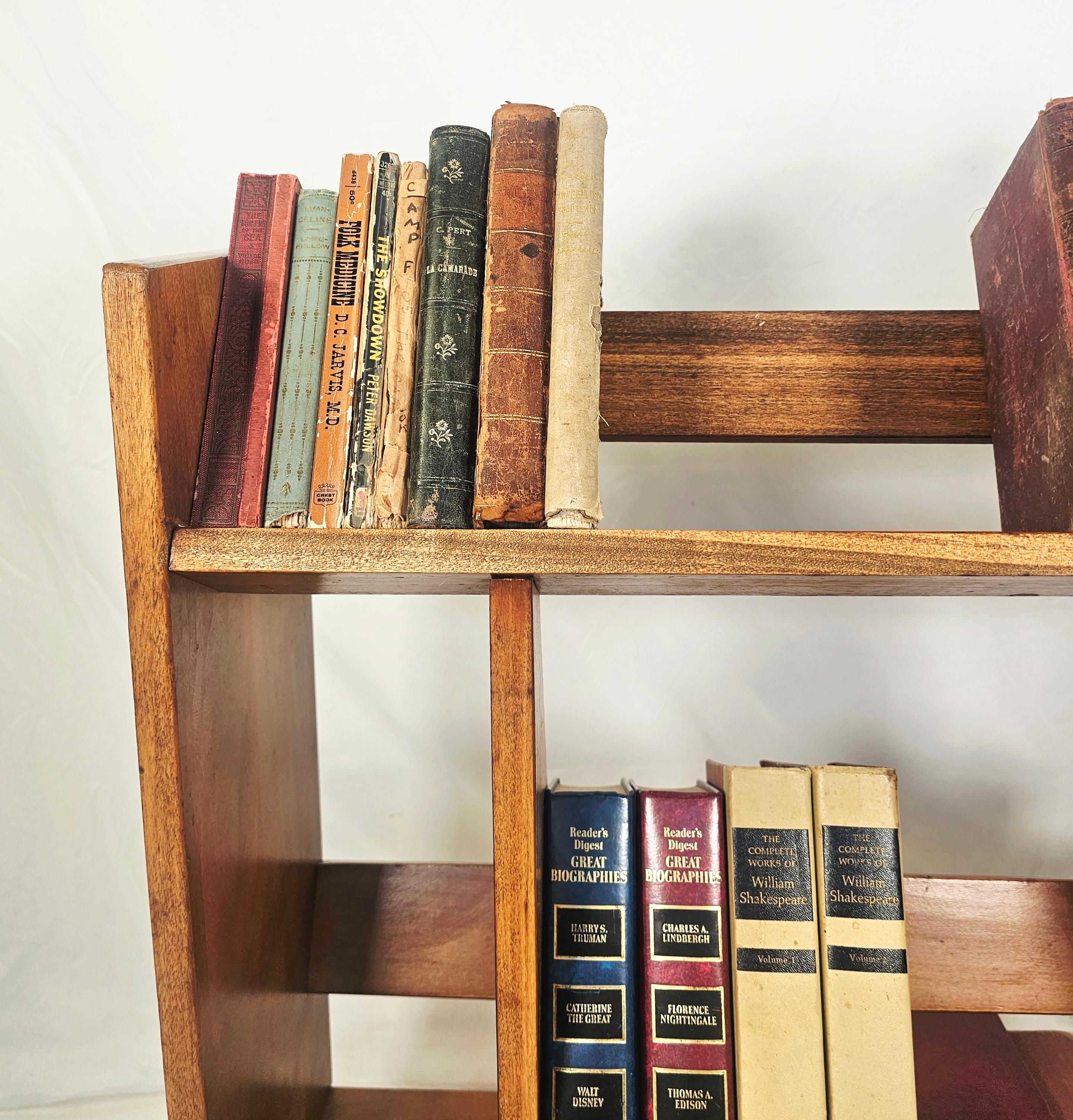 Petite Mid Century Modern Solid Wood Bookshelf For Sale 4