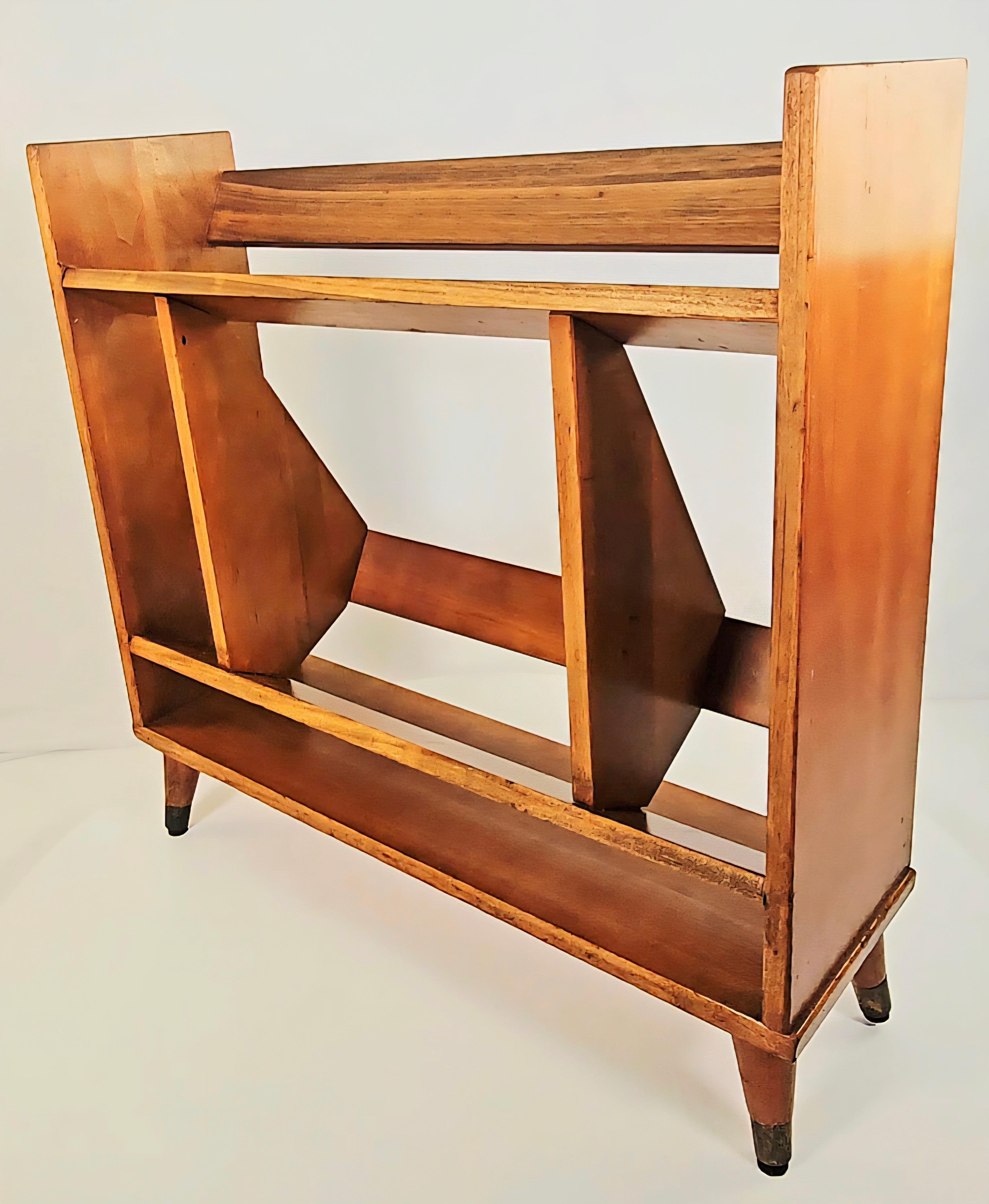 American Petite Mid Century Modern Solid Wood Bookshelf For Sale