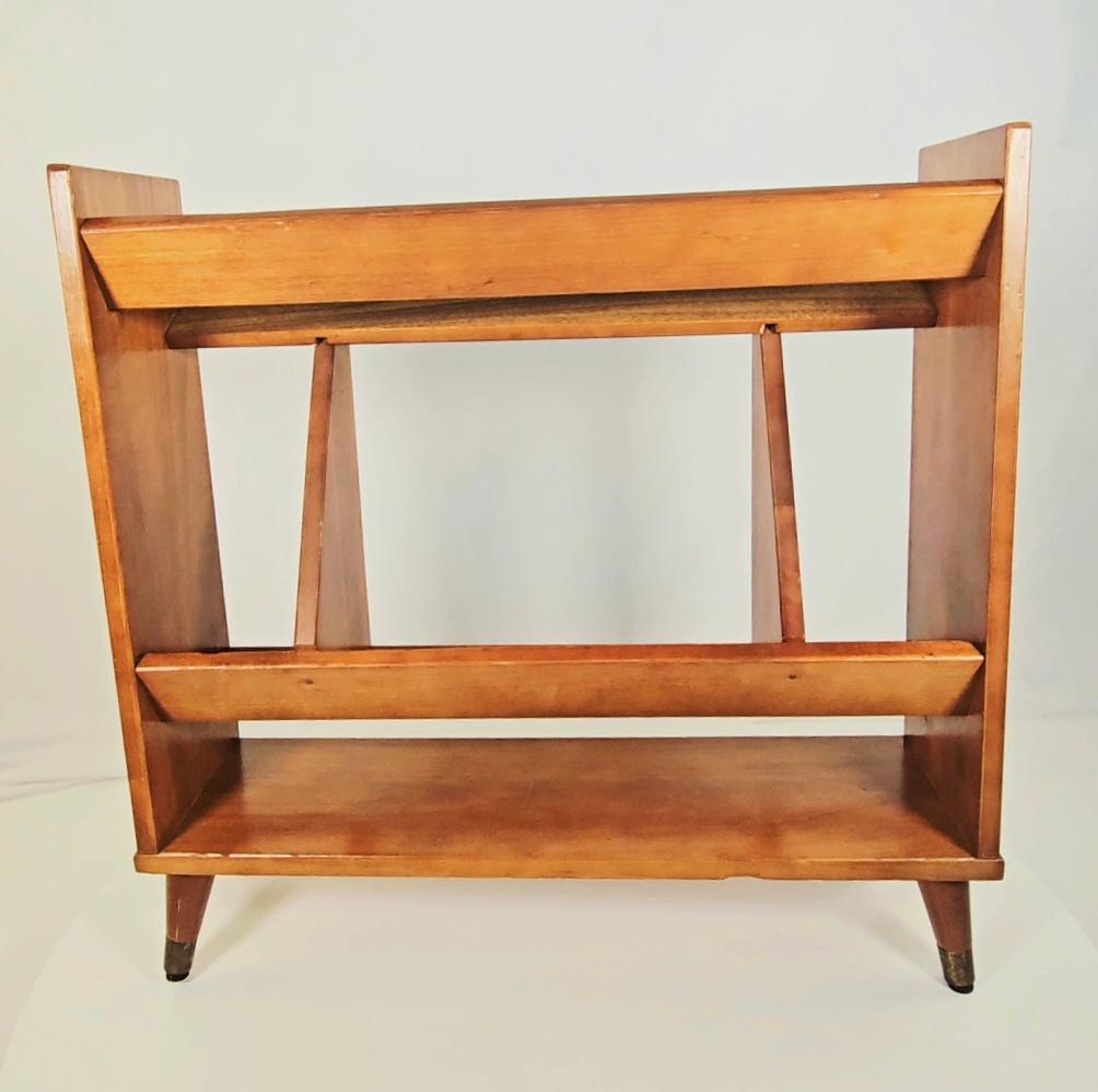 Petite Mid Century Modern Solid Wood Bookshelf In Good Condition For Sale In Waxahachie, TX
