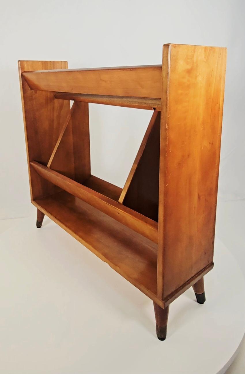 Mid-20th Century Petite Mid Century Modern Solid Wood Bookshelf For Sale