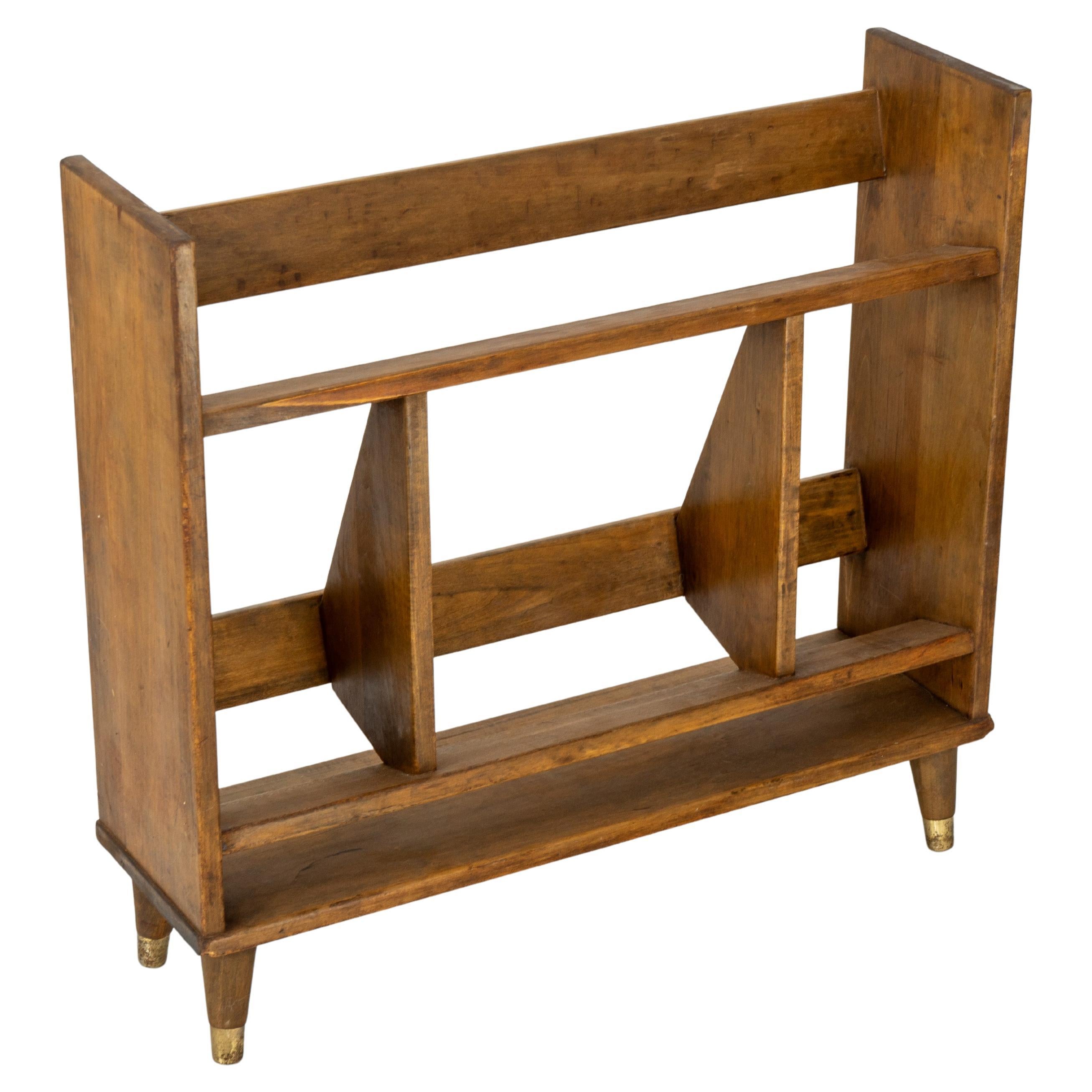 Petite Mid Century Modern Solid Wood Bookshelf, Walnut