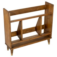 Petite Mid Century Modern Solid Wood Bookshelf, Walnut