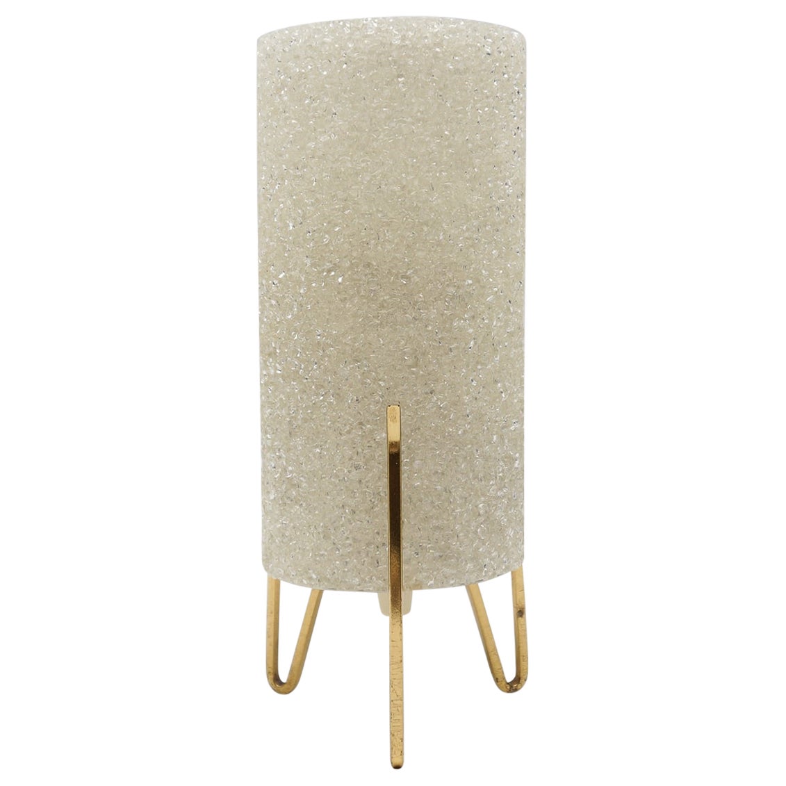Petite Mid-Century Modern Tripod Table Lamp in Brass and Granulate, 1960s For Sale