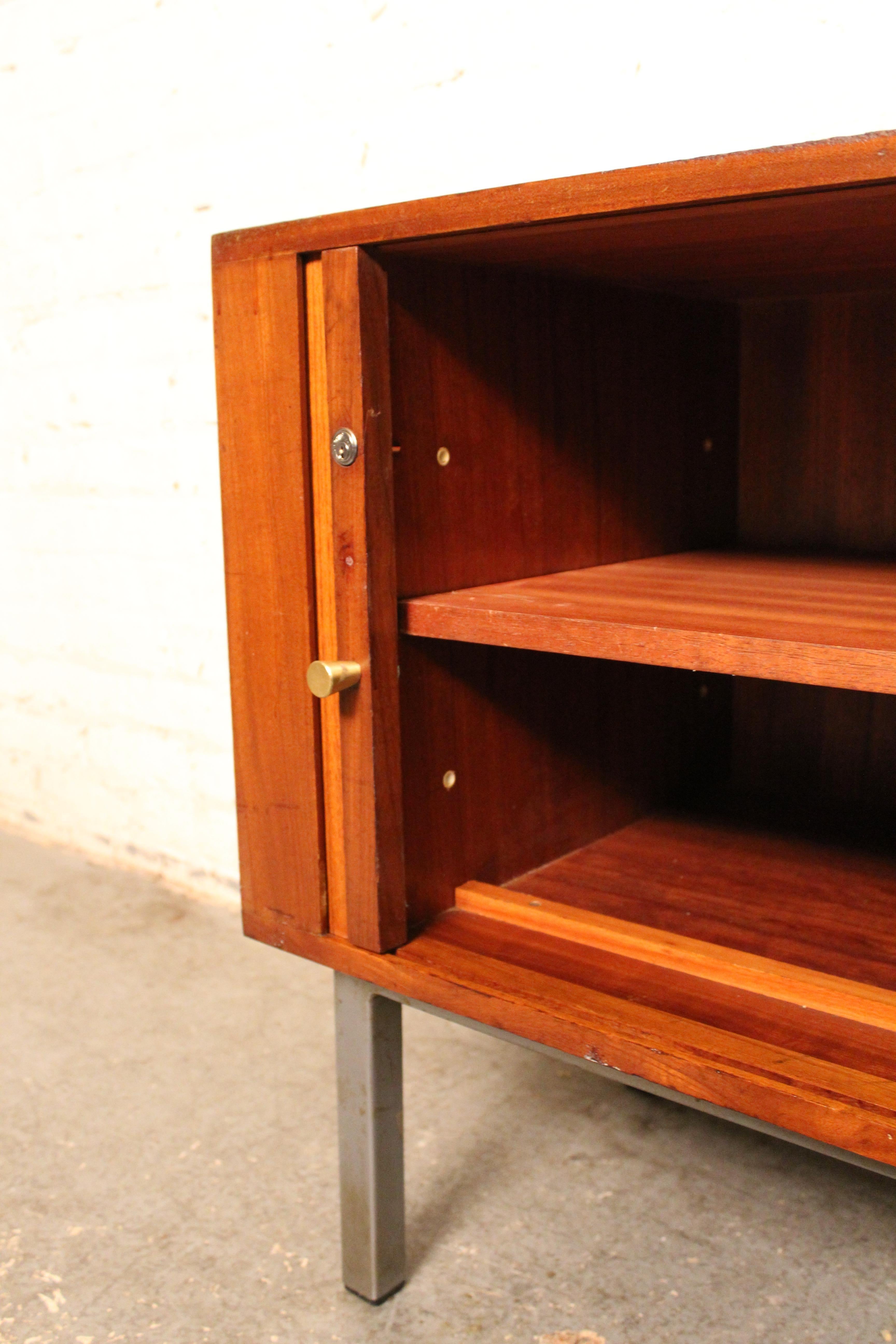 Petite Mid-Century Tambour Door Office Cabinet For Sale 5
