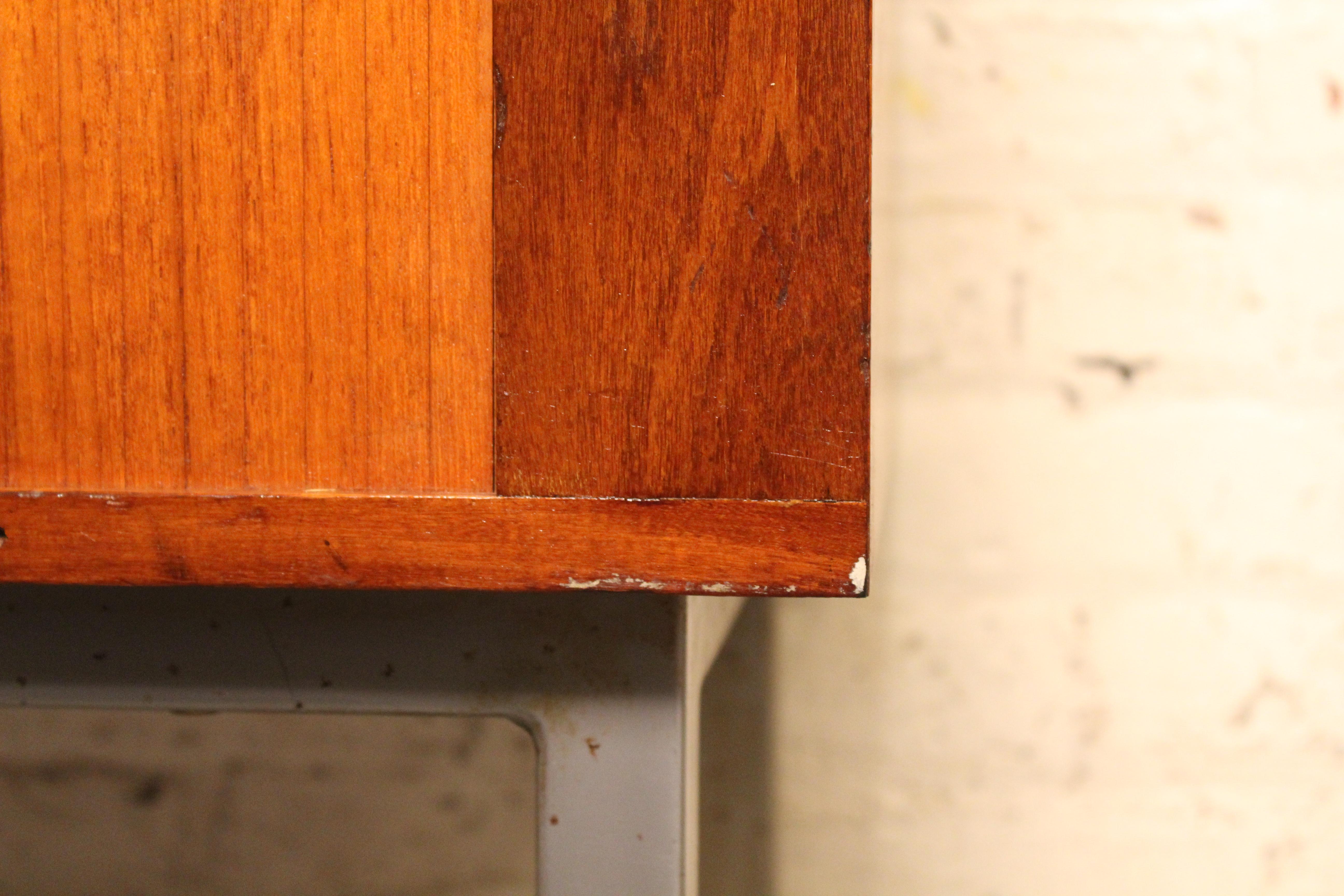 Petite Mid-Century Tambour Door Office Cabinet For Sale 8