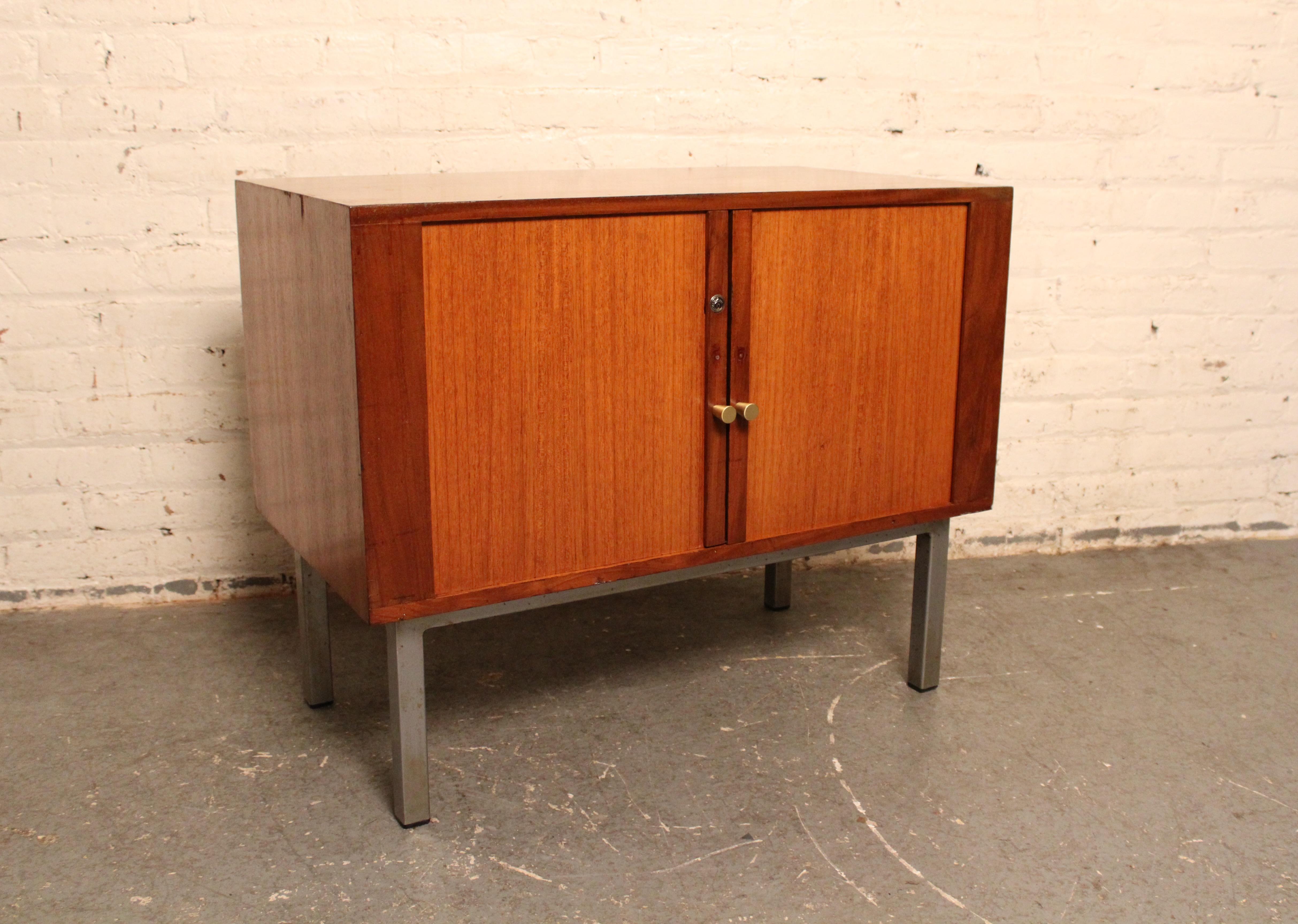 Petite Mid-Century Tambour Door Office Cabinet For Sale 11