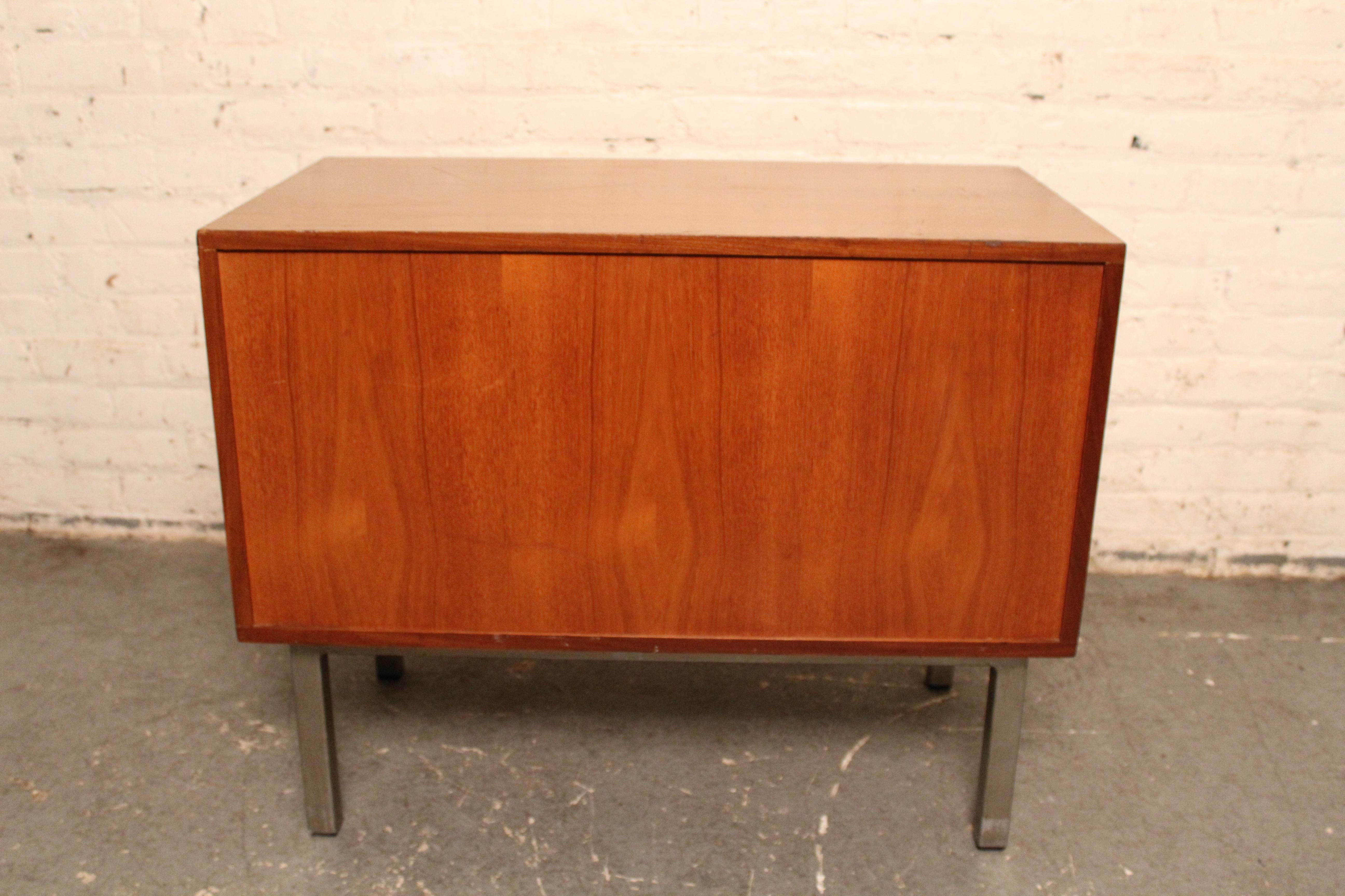 20th Century Petite Mid-Century Tambour Door Office Cabinet For Sale