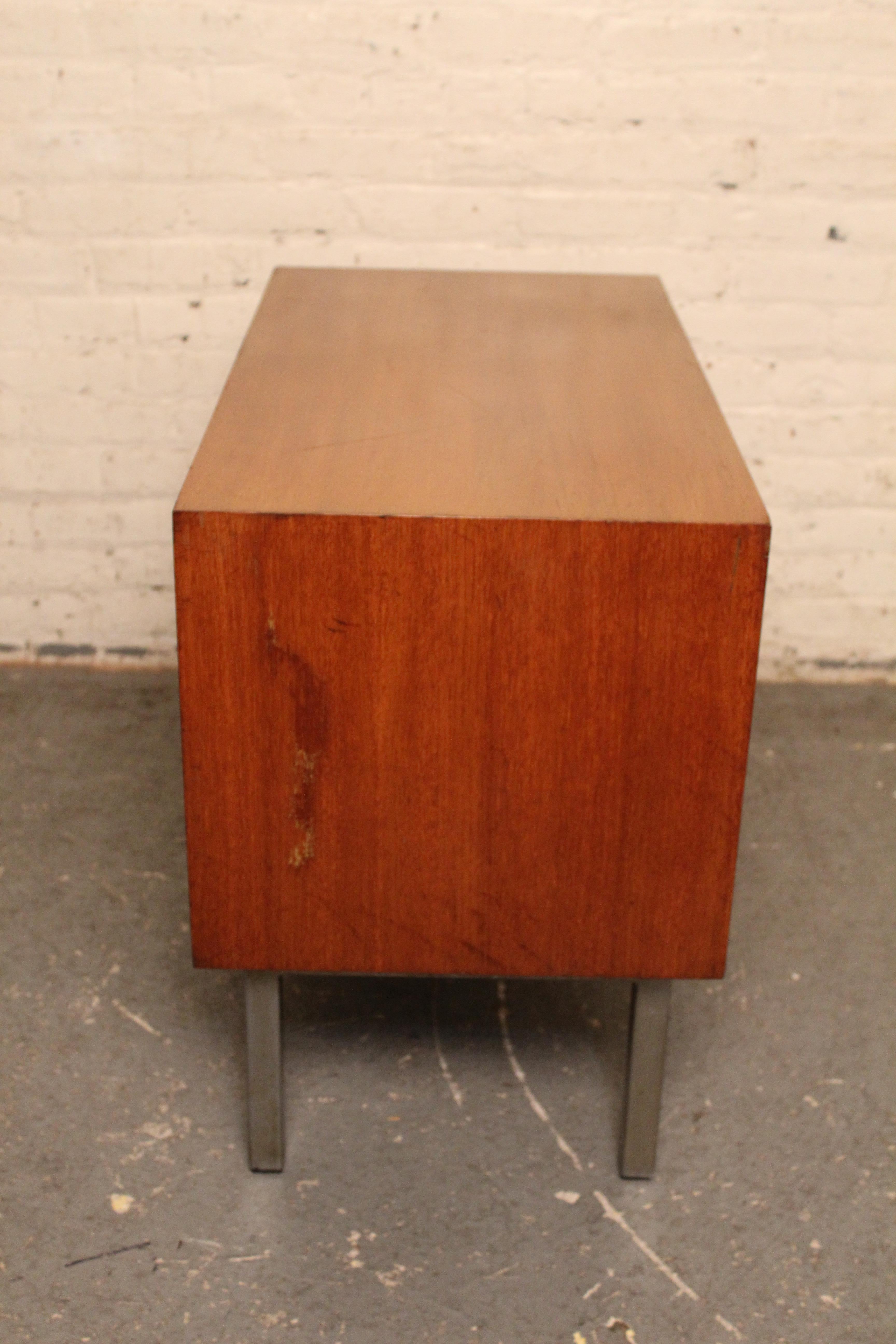 Metal Petite Mid-Century Tambour Door Office Cabinet For Sale