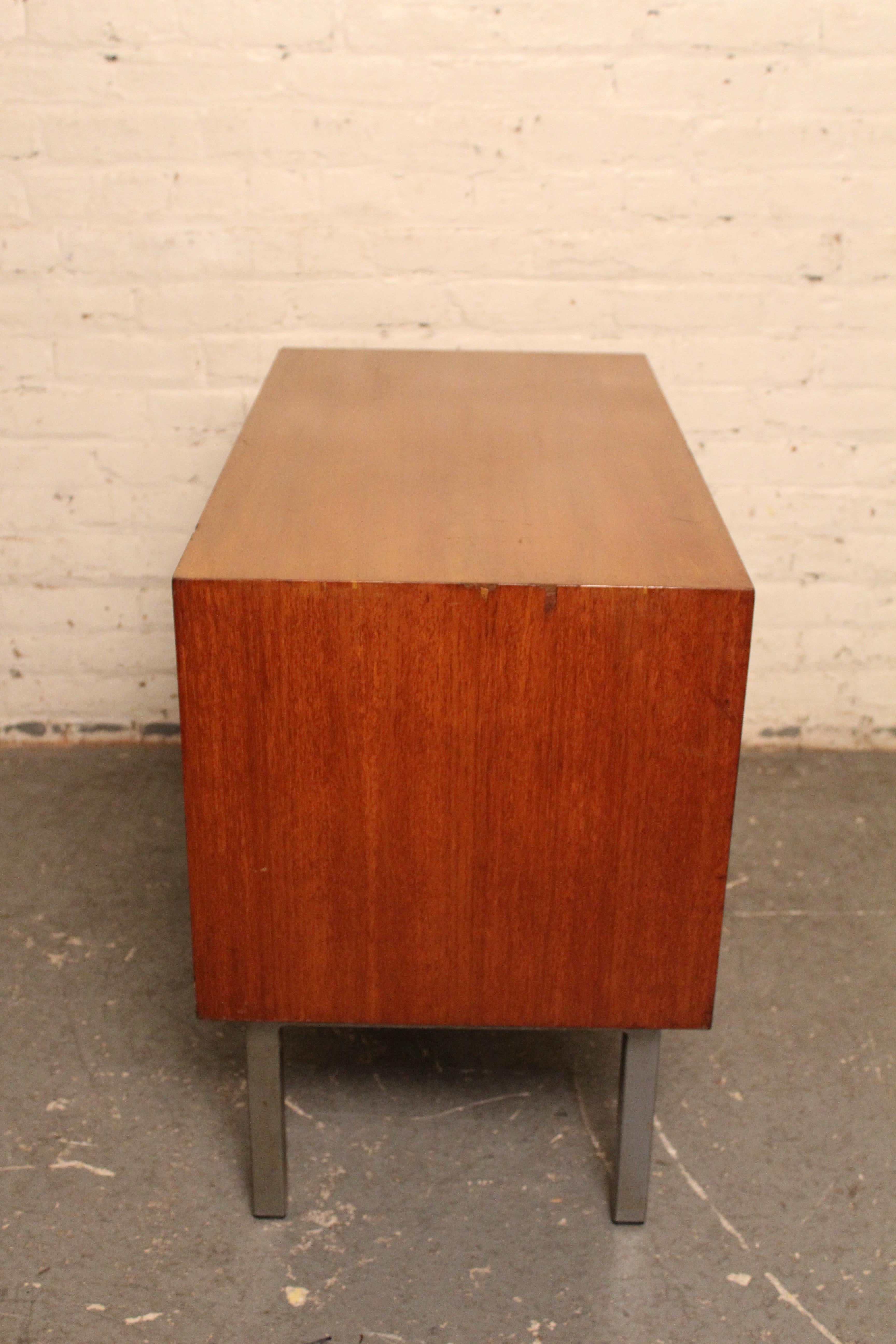 Petite Mid-Century Tambour Door Office Cabinet For Sale 1