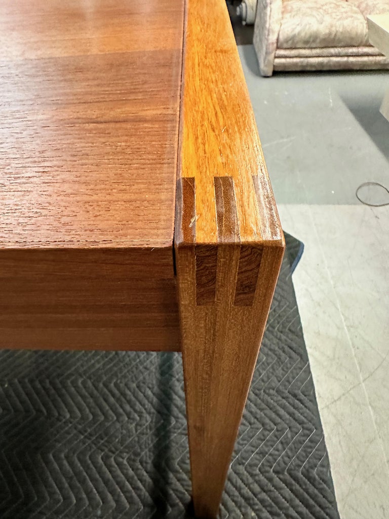 Petite Mid Century Teak Danish Desk with Sliding Drawers and Exposed