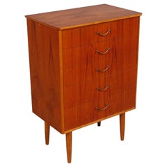 Petite Mid-Century Teak Five Drawer Dresser