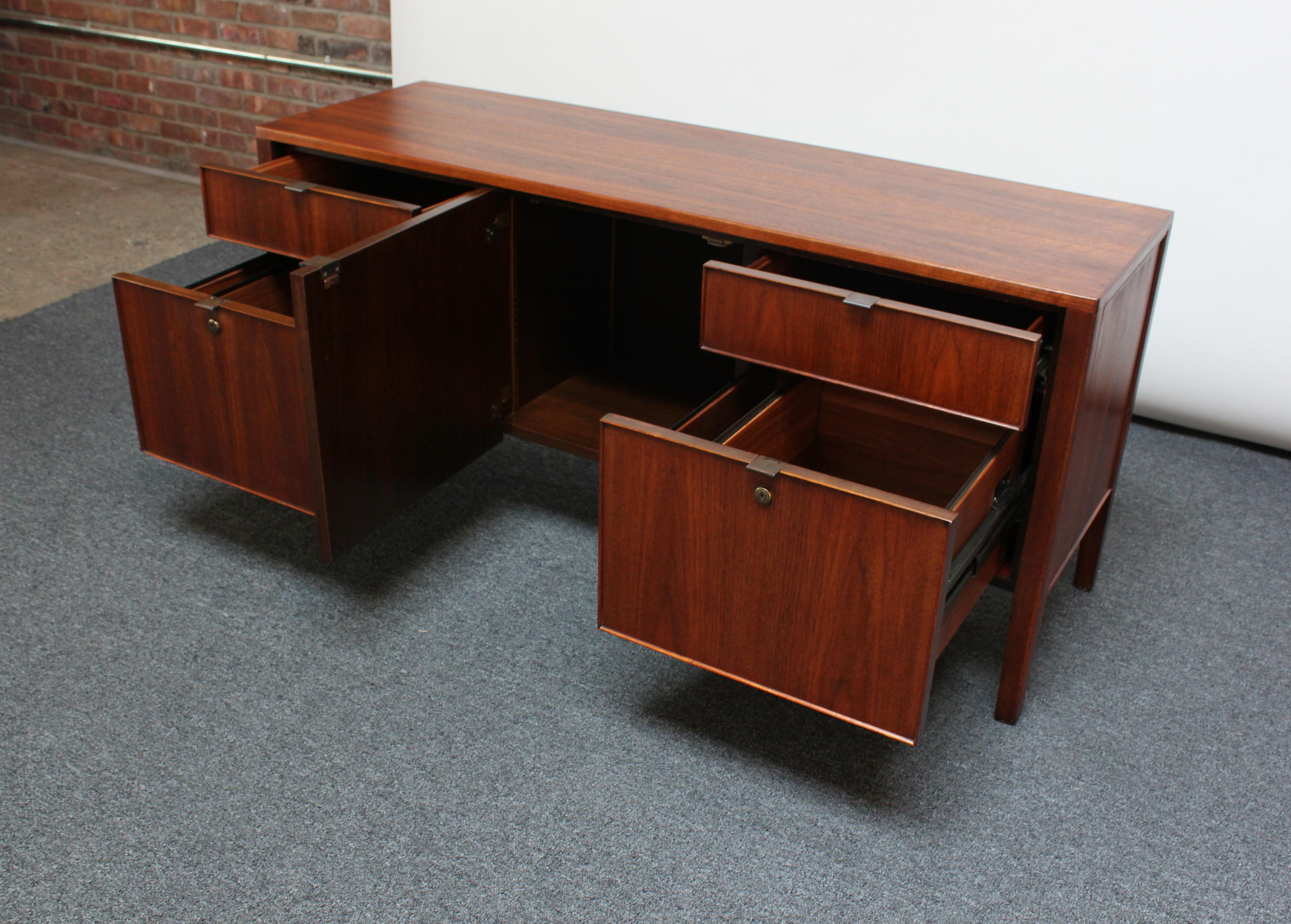 Petite Mid-Century Walnut Credenza / Dual Filing Cabinet by Stow Davis 3