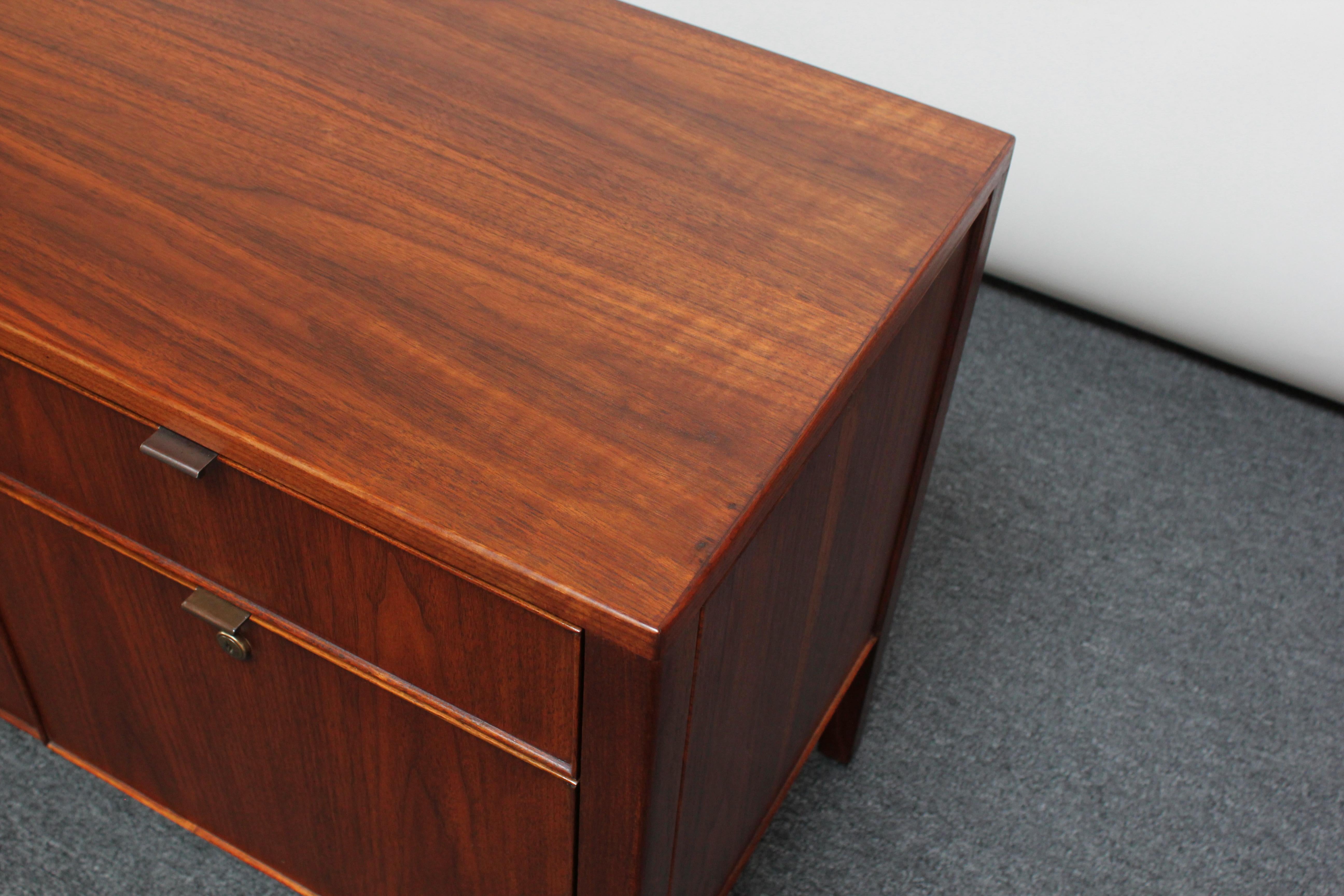 Petite Mid-Century Walnut Credenza / Dual Filing Cabinet by Stow Davis 7