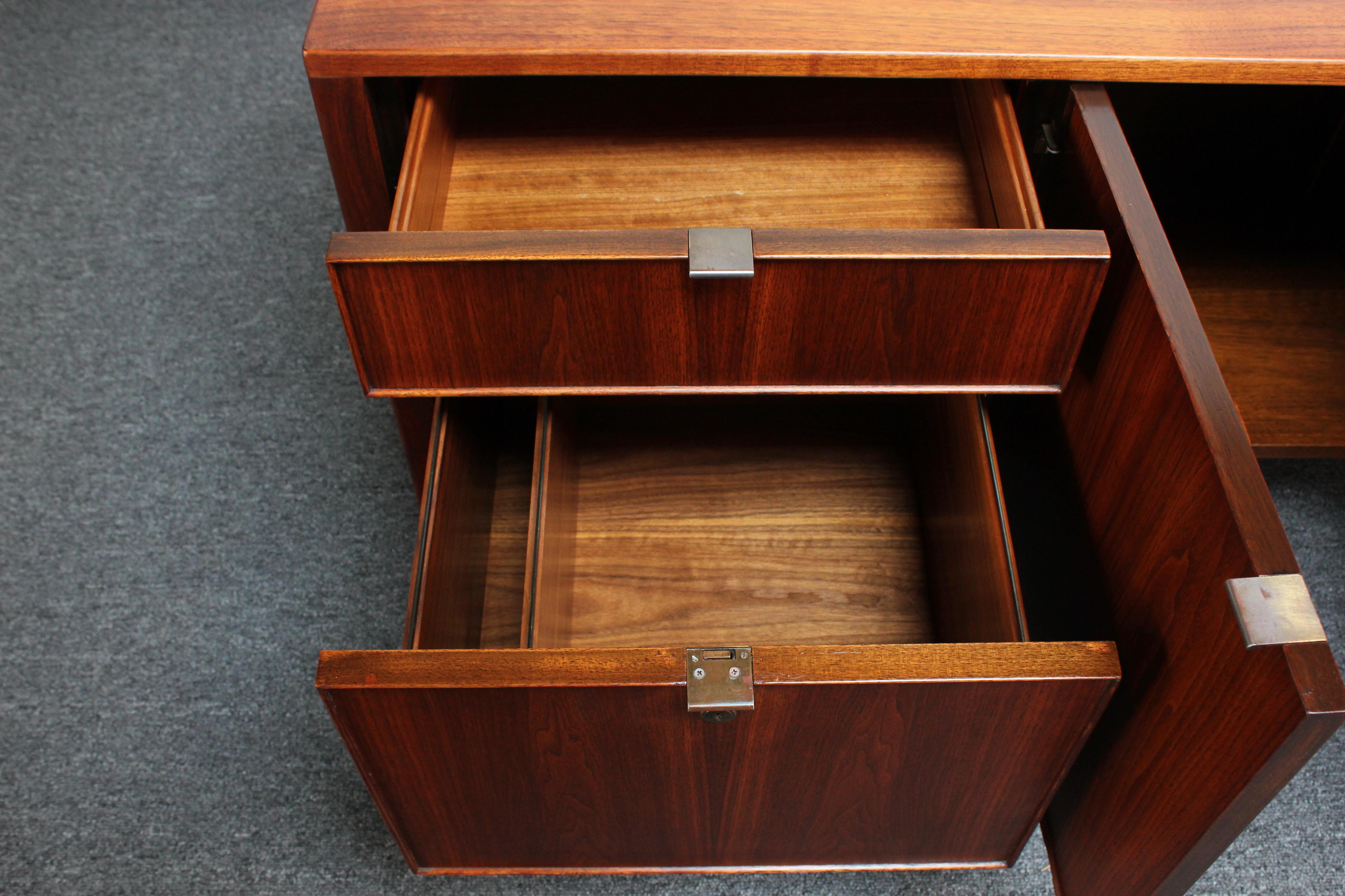 Petite Mid-Century Walnut Credenza / Dual Filing Cabinet by Stow Davis 9
