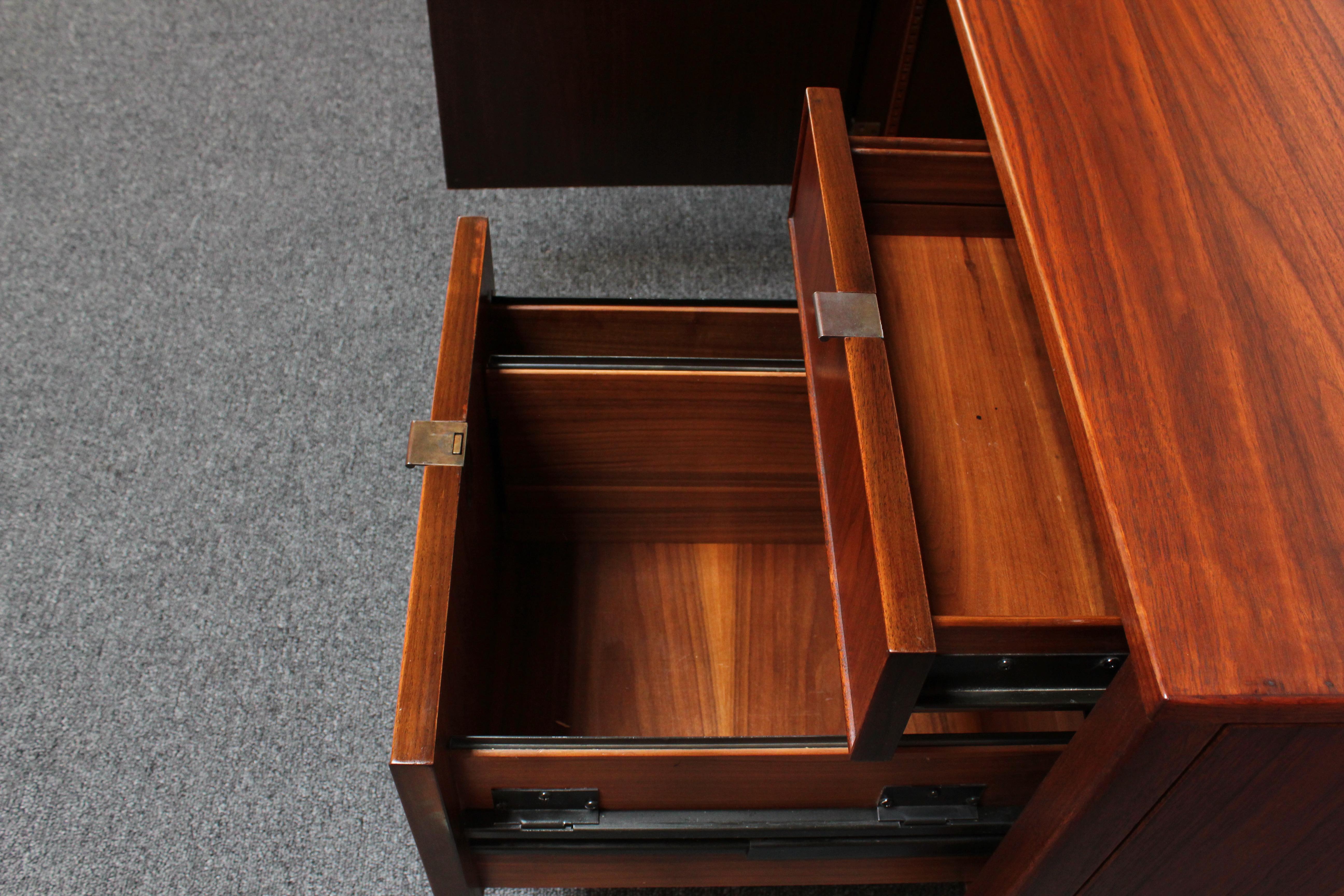 Petite Mid-Century Walnut Credenza / Dual Filing Cabinet by Stow Davis 10