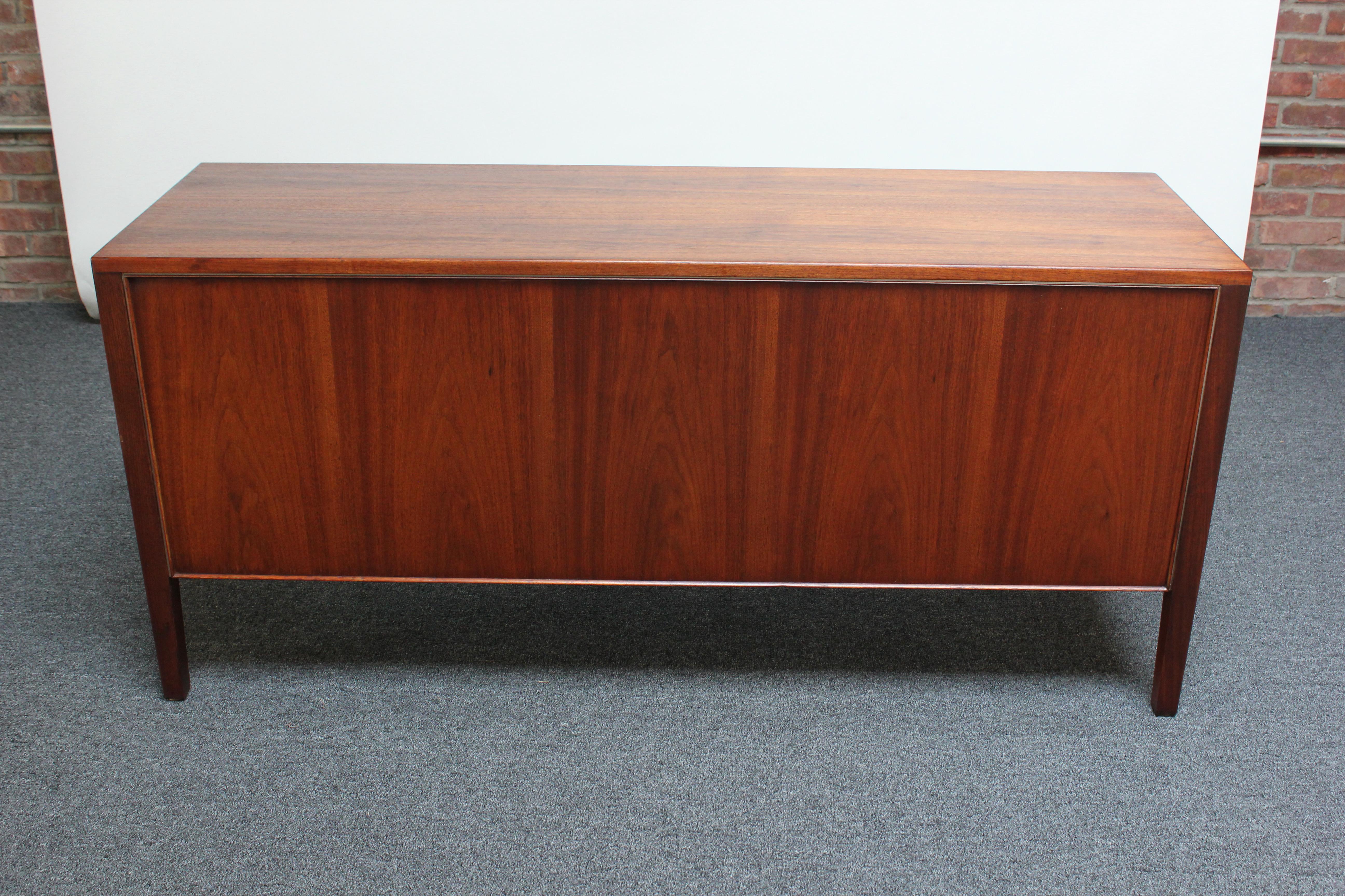 Mid-20th Century Petite Mid-Century Walnut Credenza / Dual Filing Cabinet by Stow Davis