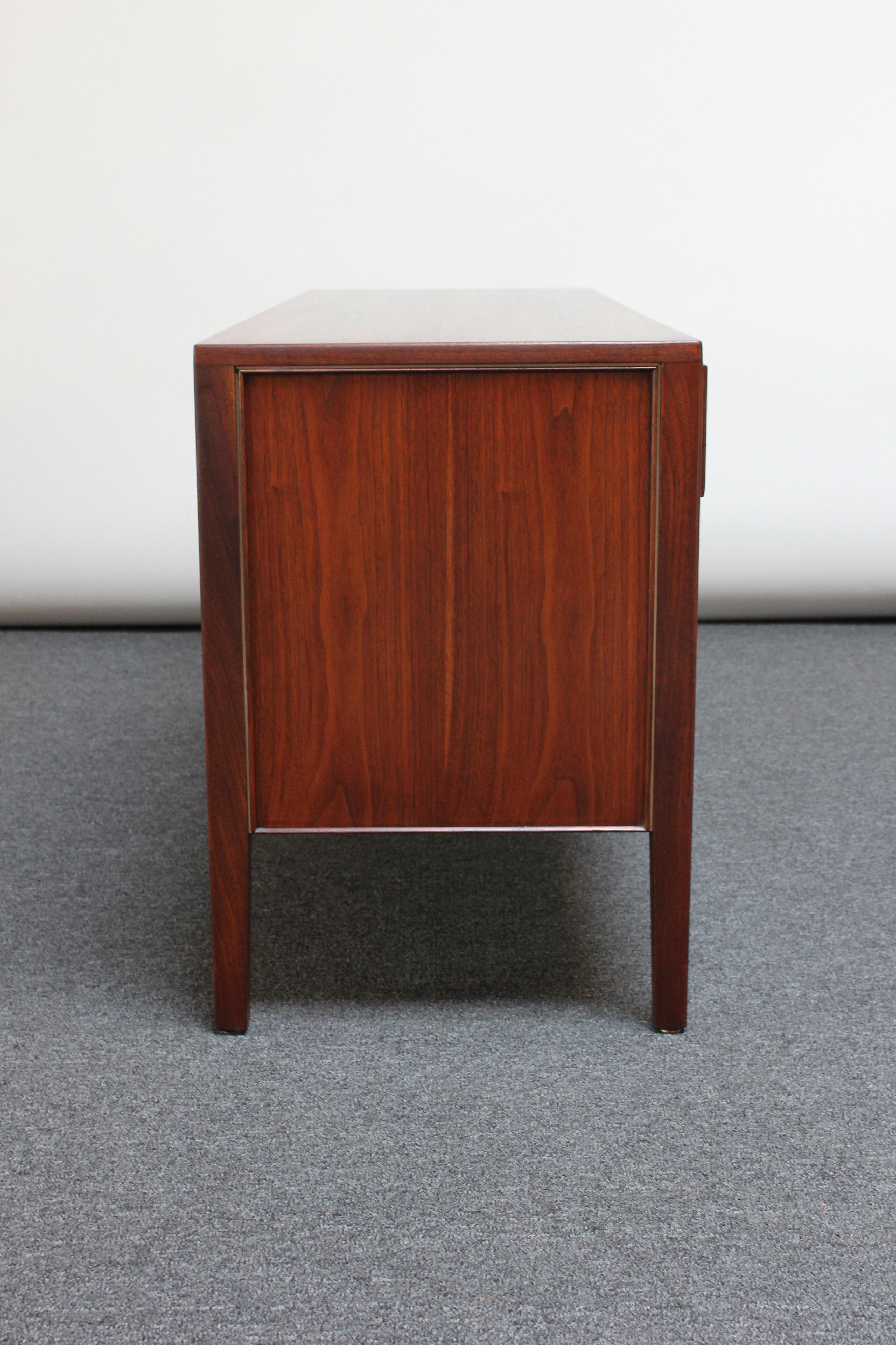 Metal Petite Mid-Century Walnut Credenza / Dual Filing Cabinet by Stow Davis