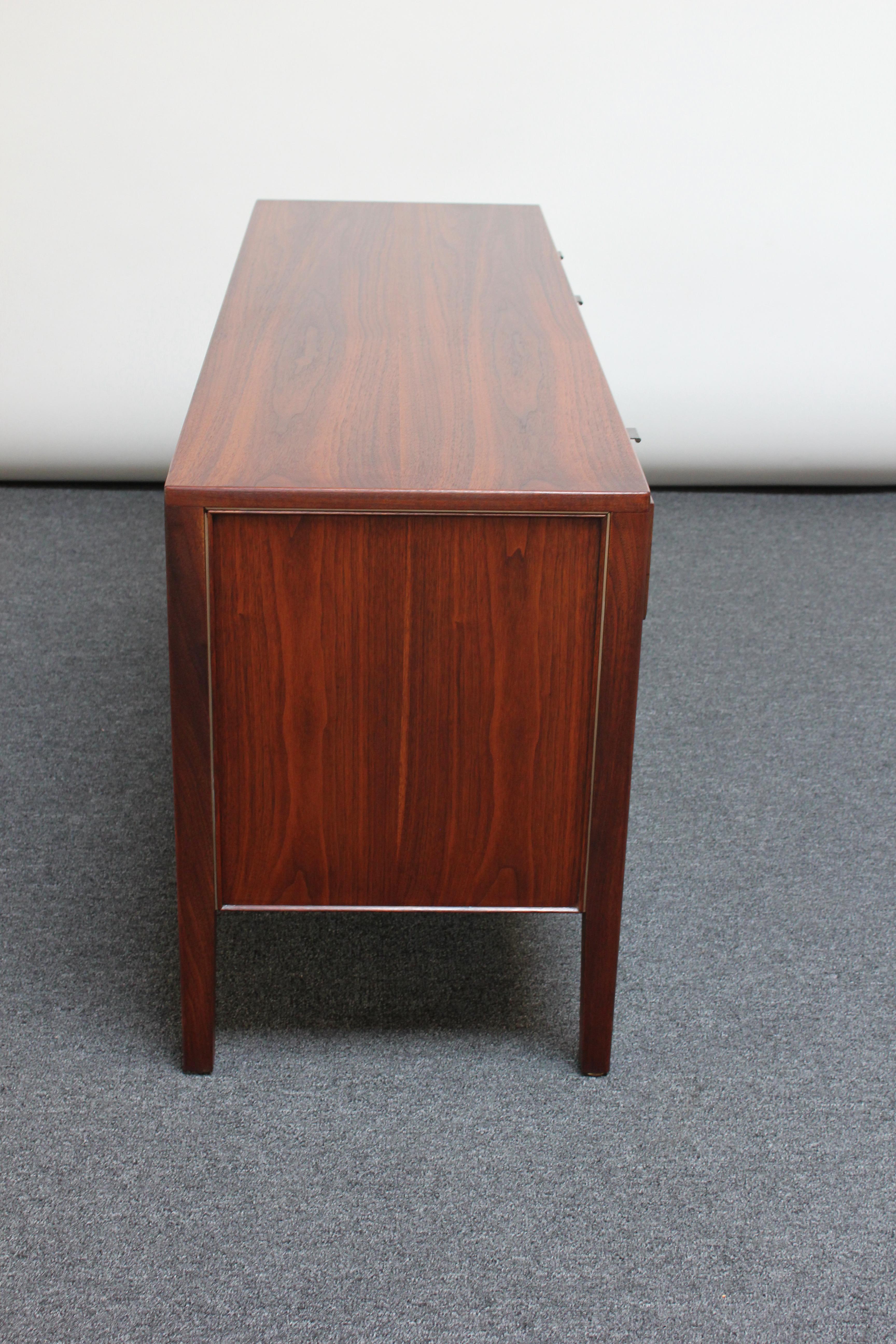 Petite Mid-Century Walnut Credenza / Dual Filing Cabinet by Stow Davis 1