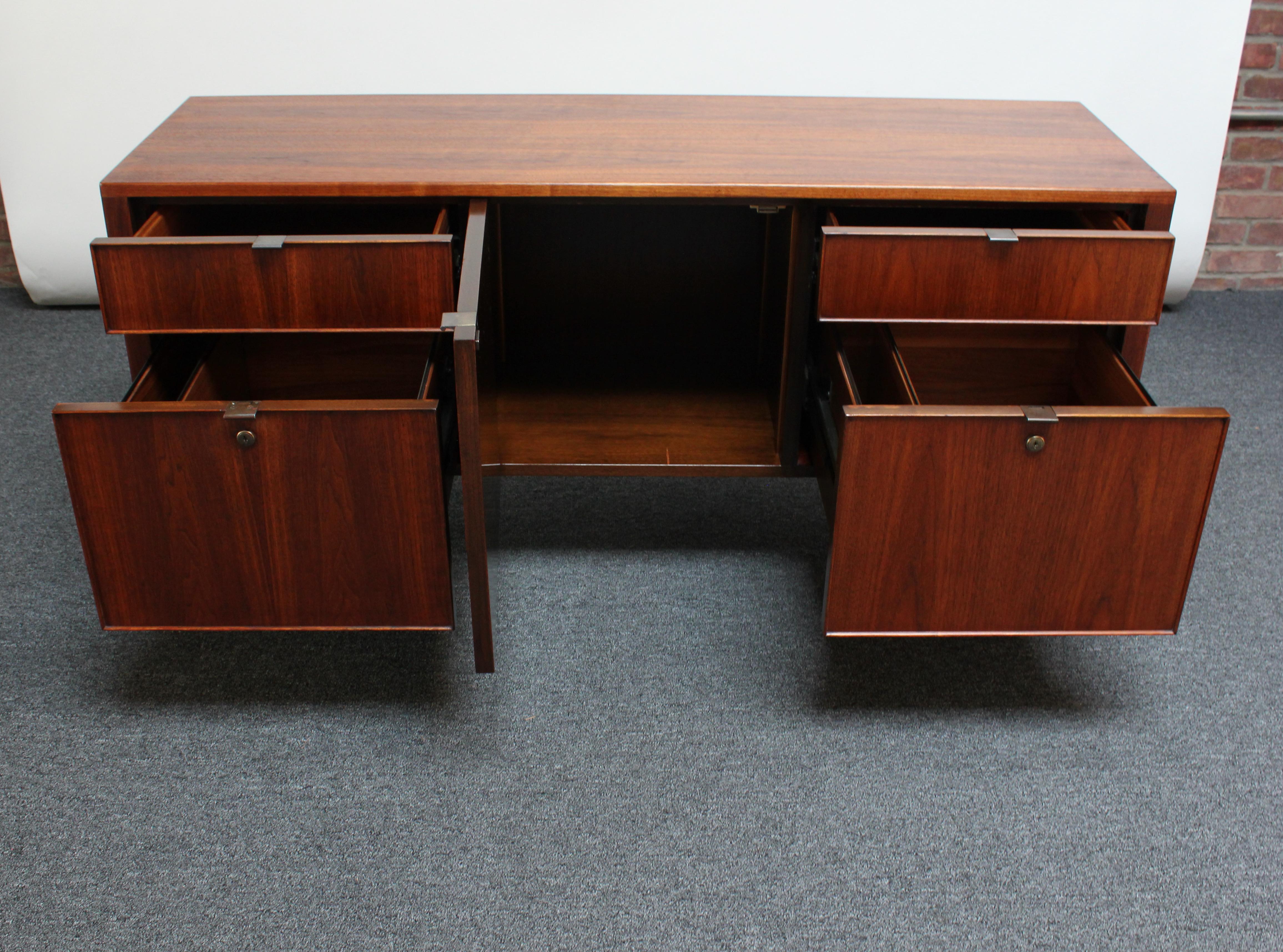 Petite Mid-Century Walnut Credenza / Dual Filing Cabinet by Stow Davis 2