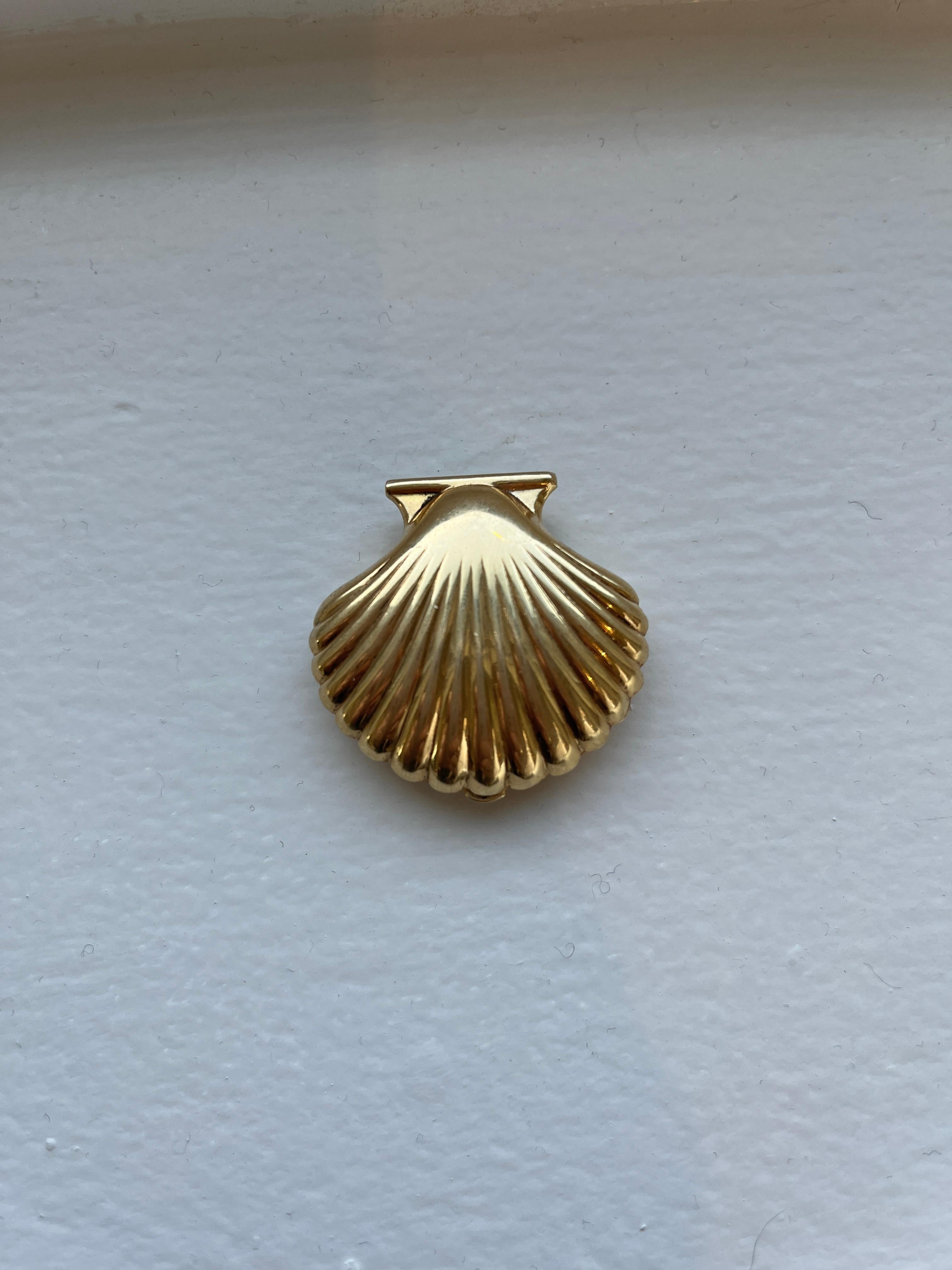 gold seashell compact mirror