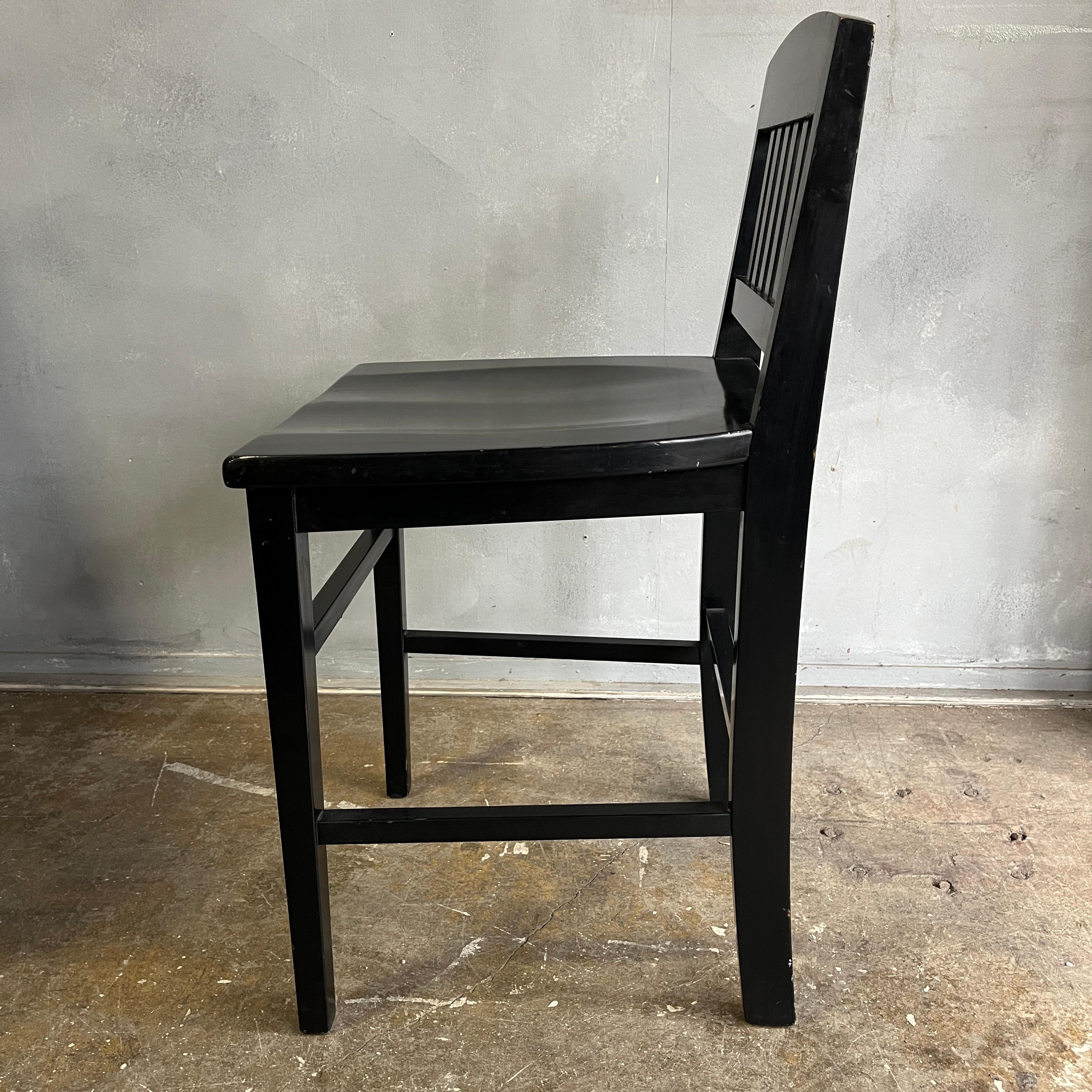 Petite Midcentury Black Chair Striking Form In Good Condition For Sale In BROOKLYN, NY