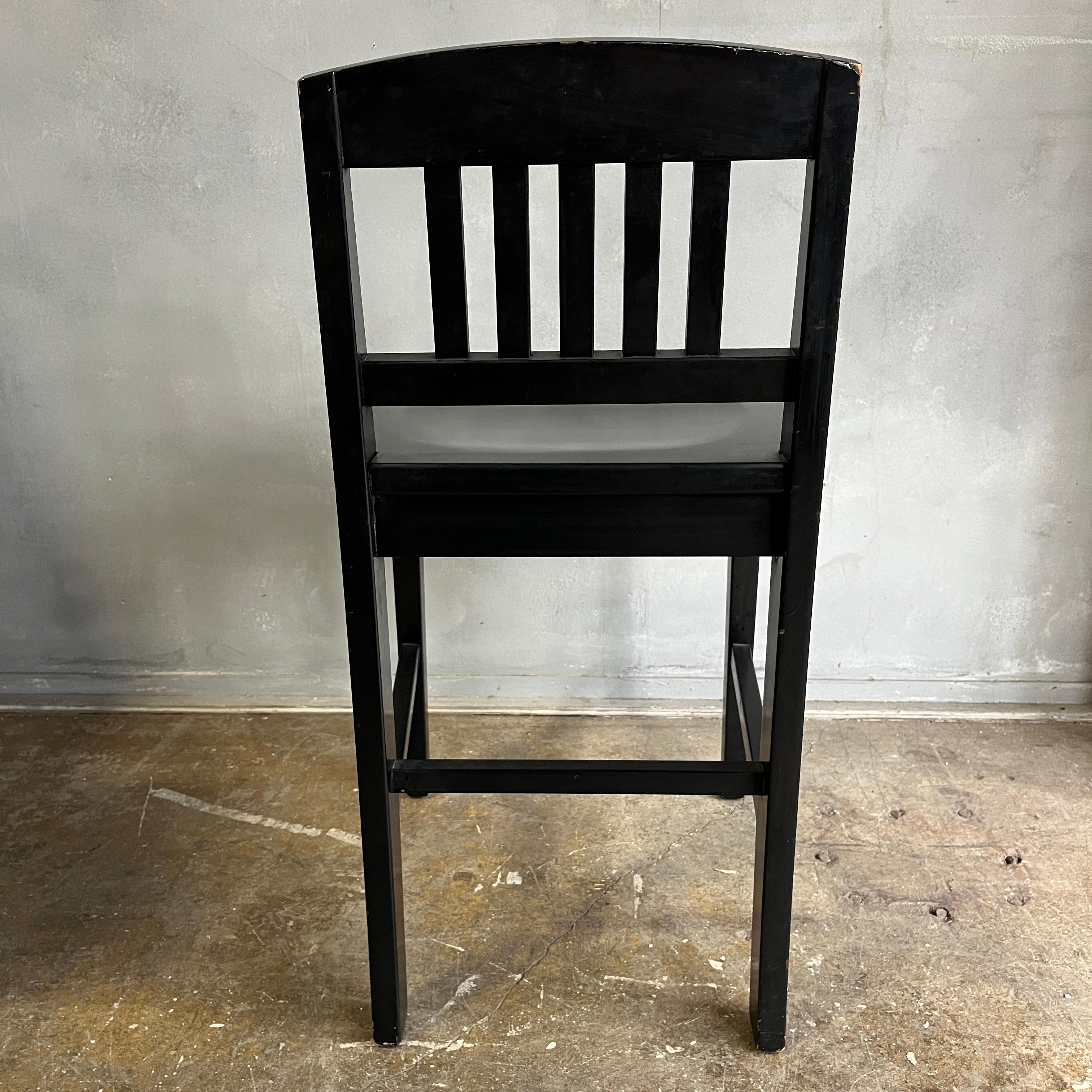 Wood Petite Midcentury Black Chair Striking Form For Sale