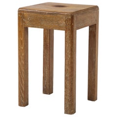 Petite Midcentury French Oak Stool or Small Side Table