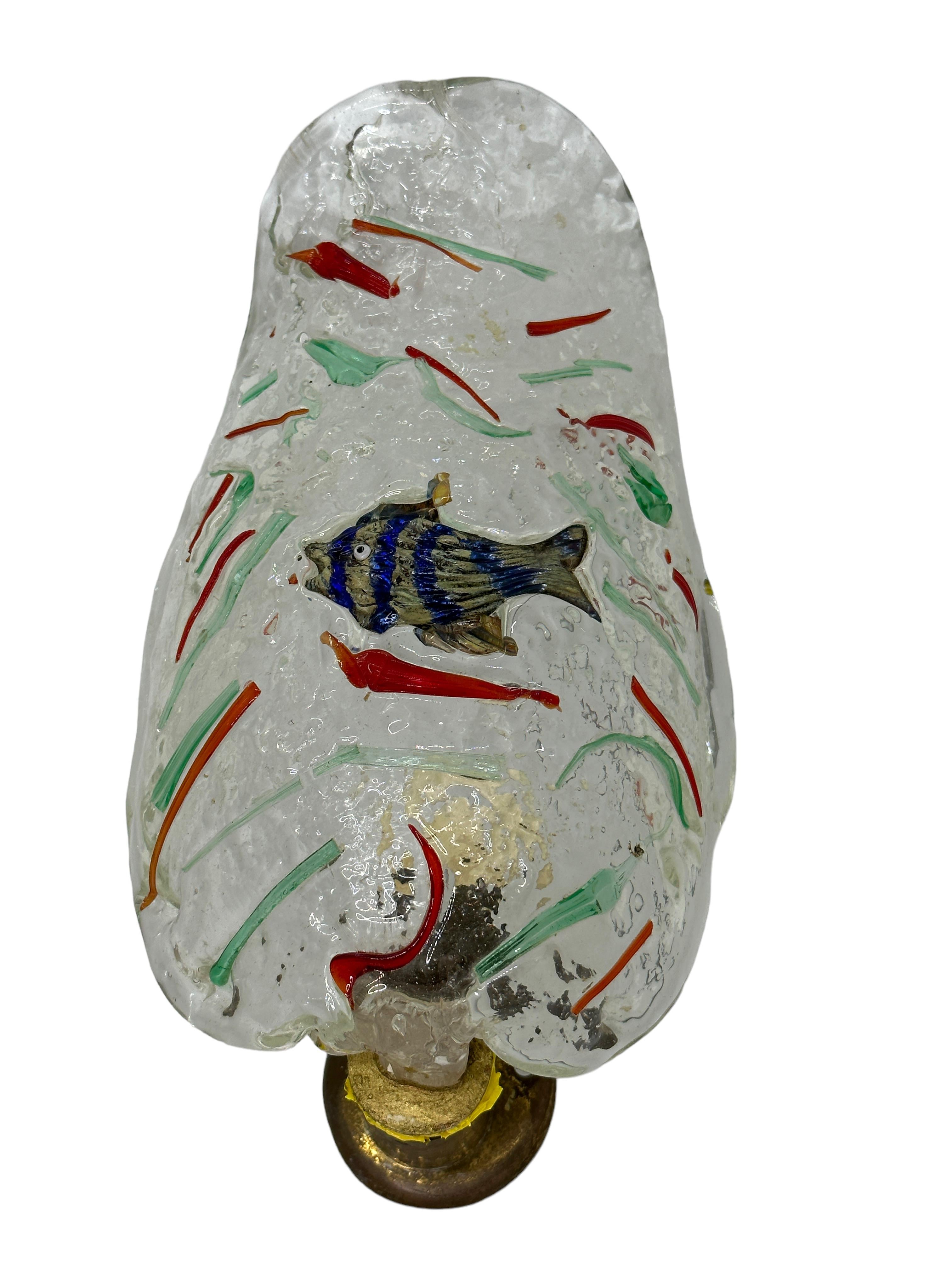 Kleines Paar Fisch-Aquarium-Wandleuchter aus der Mitte des Jahrhunderts im Stil von Barovier und Toso (Handgefertigt)