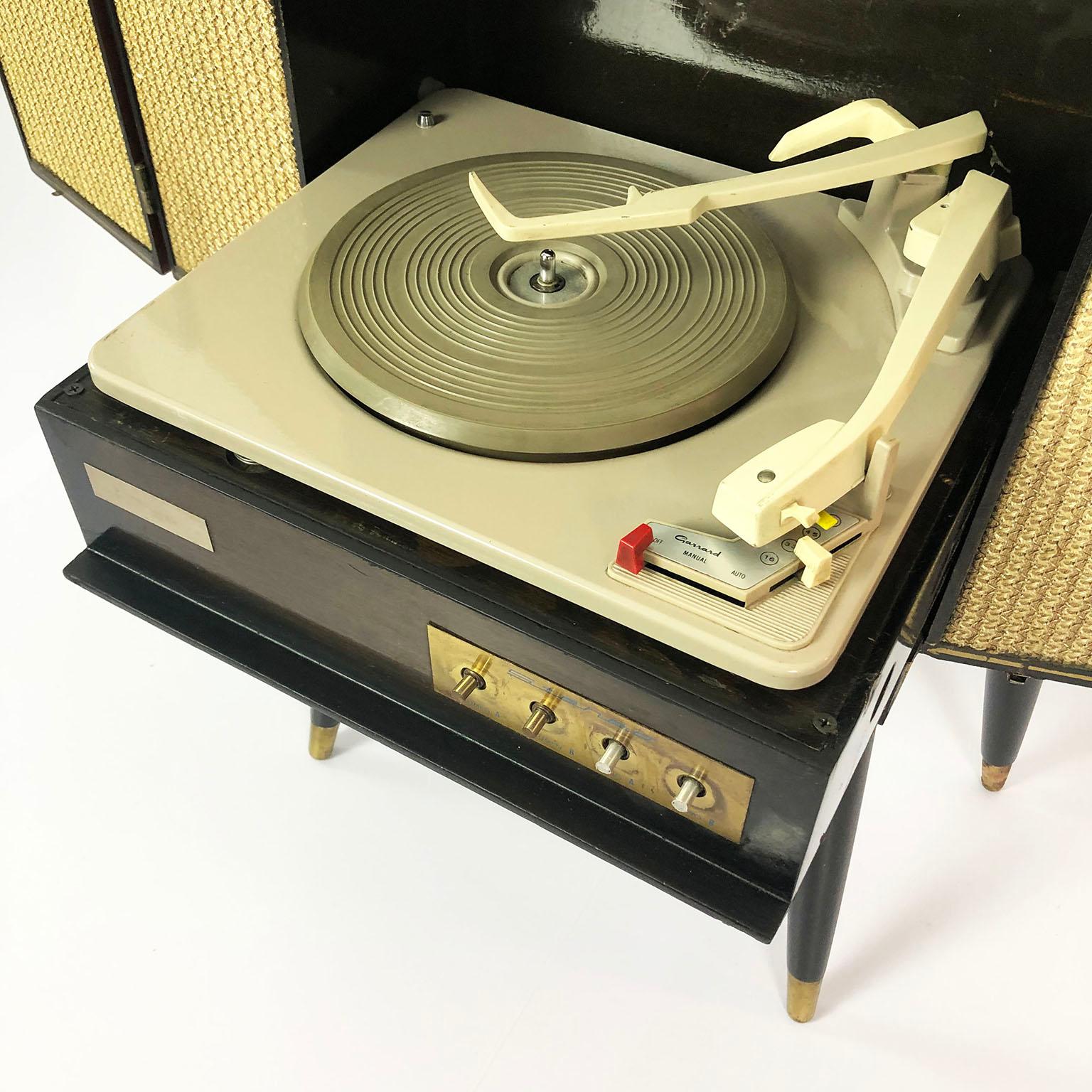 Mahogany Petite Midcentury Record Player Console