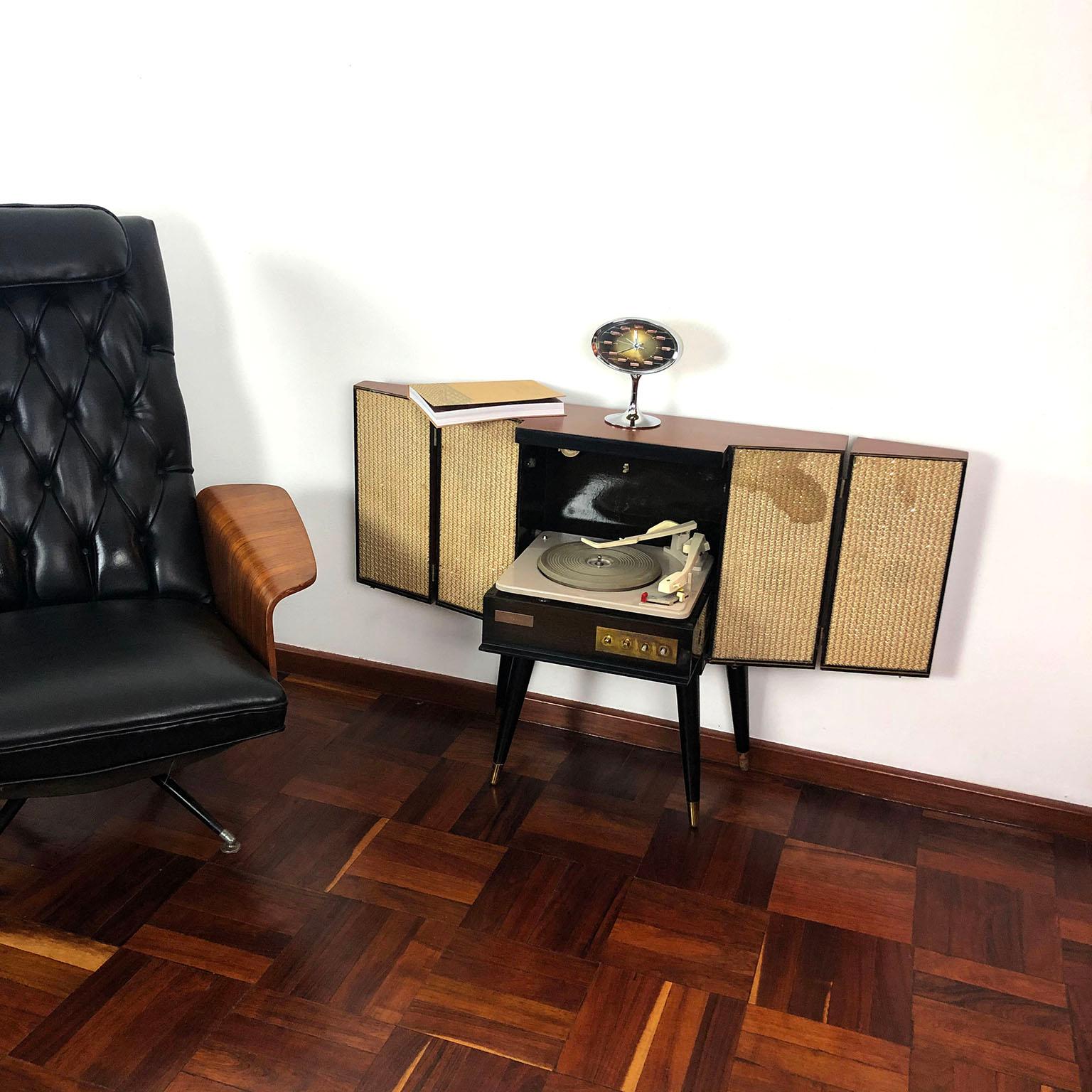 Petite Midcentury Record Player Console 2