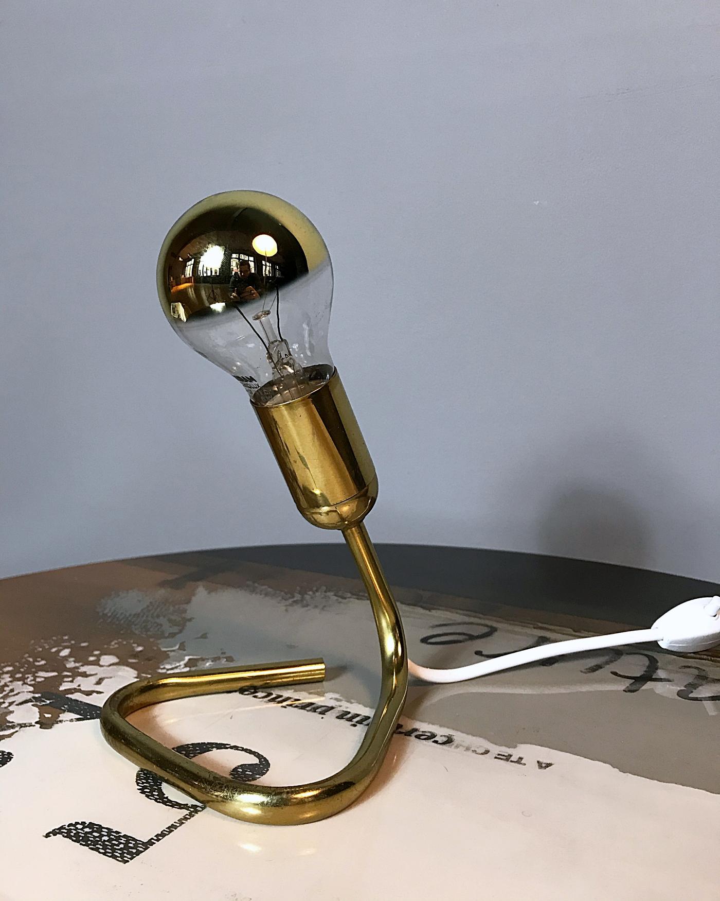 Mid-Century Modern Petite Midcentury Rupert Nikoll Brass Nightstand Table Lamp, 1950s, Austria For Sale