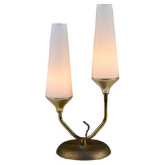 Petite Milk Glass Table Lamp with Pedestal Base