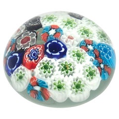 Petite Millefiori Flowers Murano Italian Art Glass Paperweight 1960s