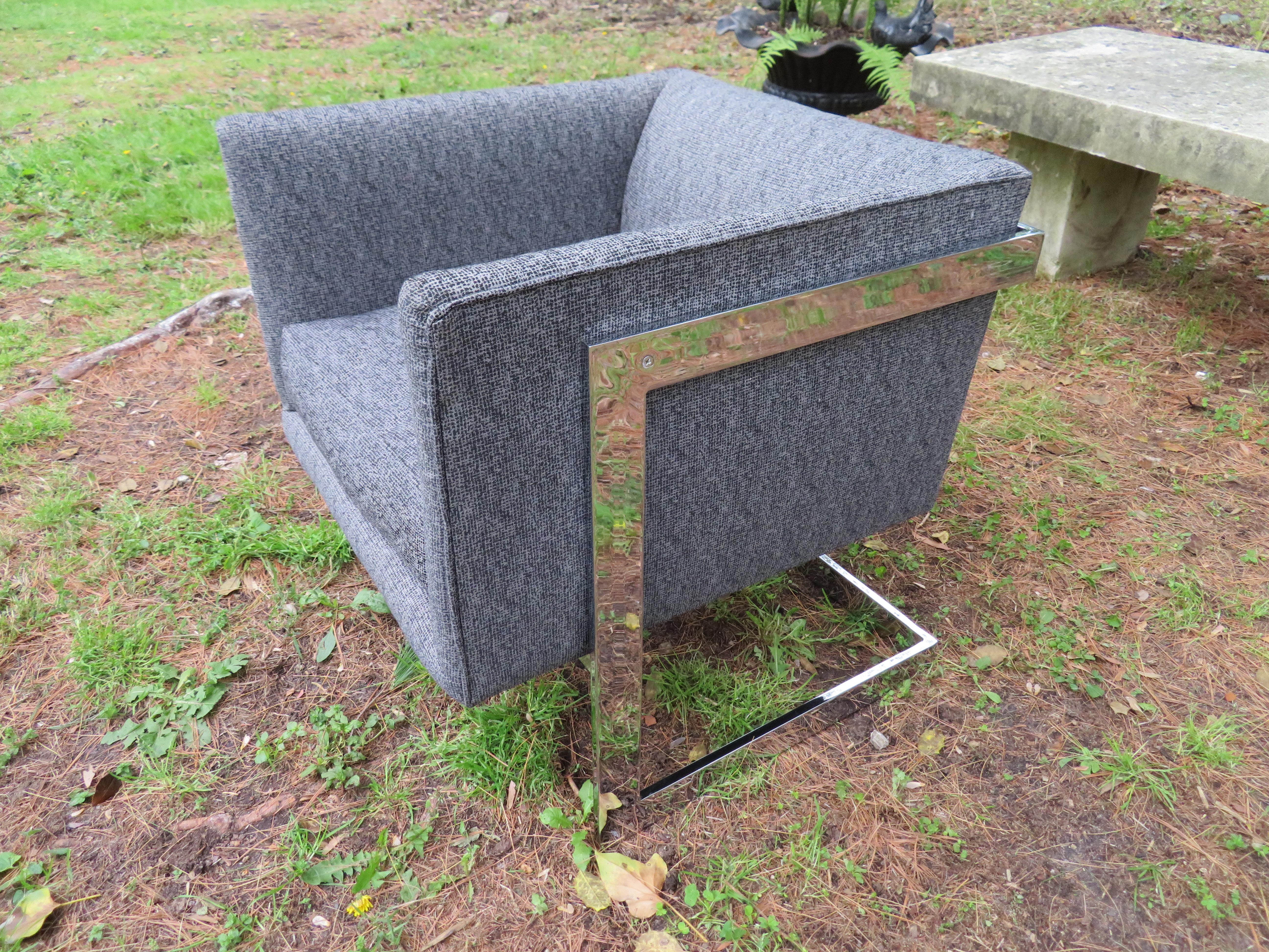 Petite Milo Baughman Chrome Cube Lounge Chair, Mid-Century Modern For Sale 7