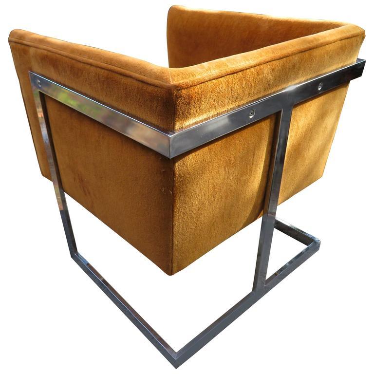 Petite Milo Baughman Chrome Cube Lounge Chair, Mid-Century Modern For Sale 9